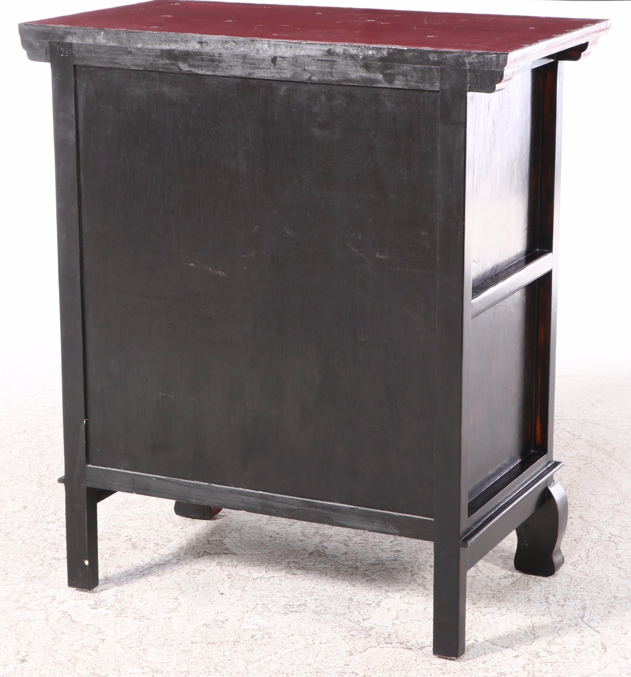 Chinese Red and Black-Lacquered Cabinet