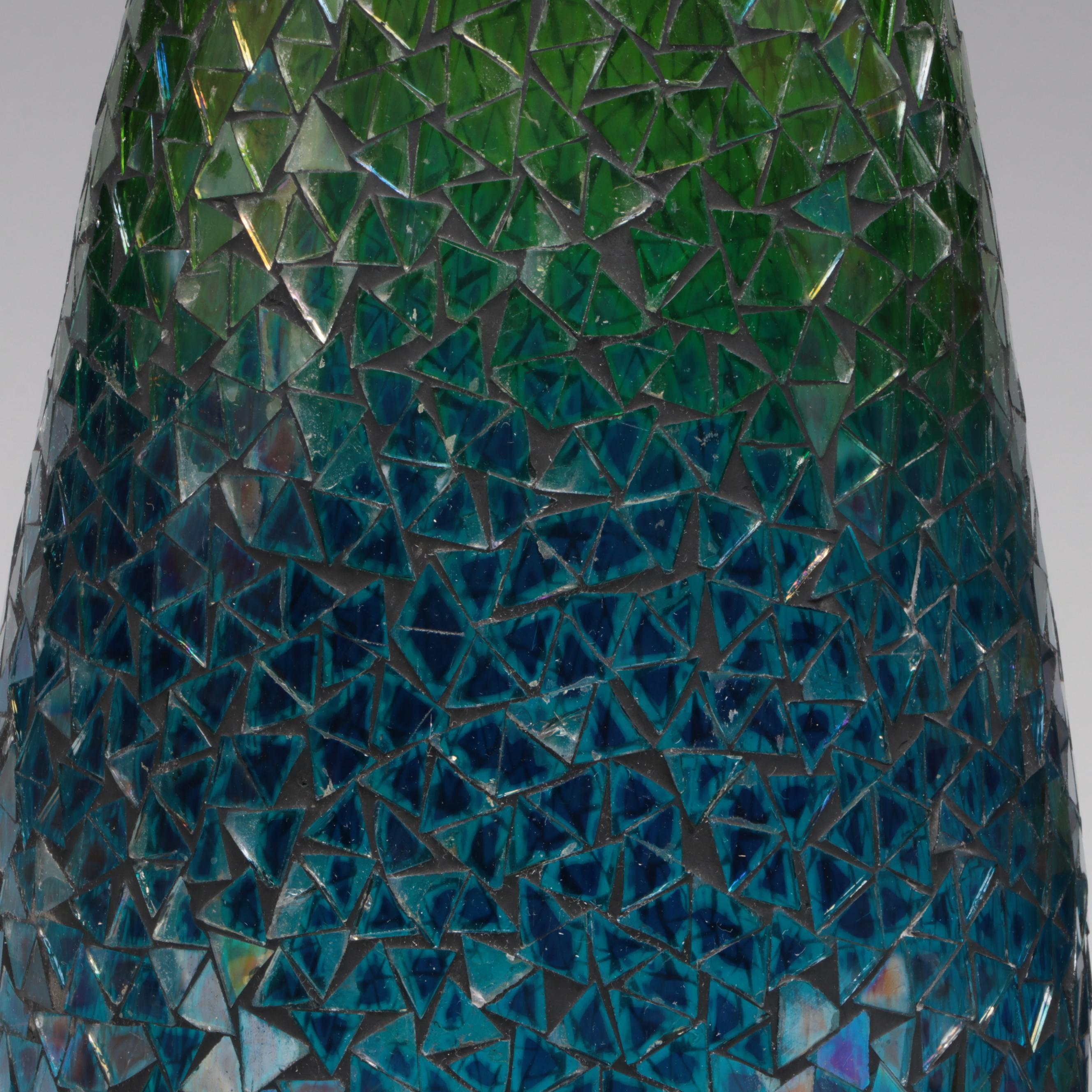 Gradient Mosaic Glass Vase with Multicolor Mosaic Glass Vase