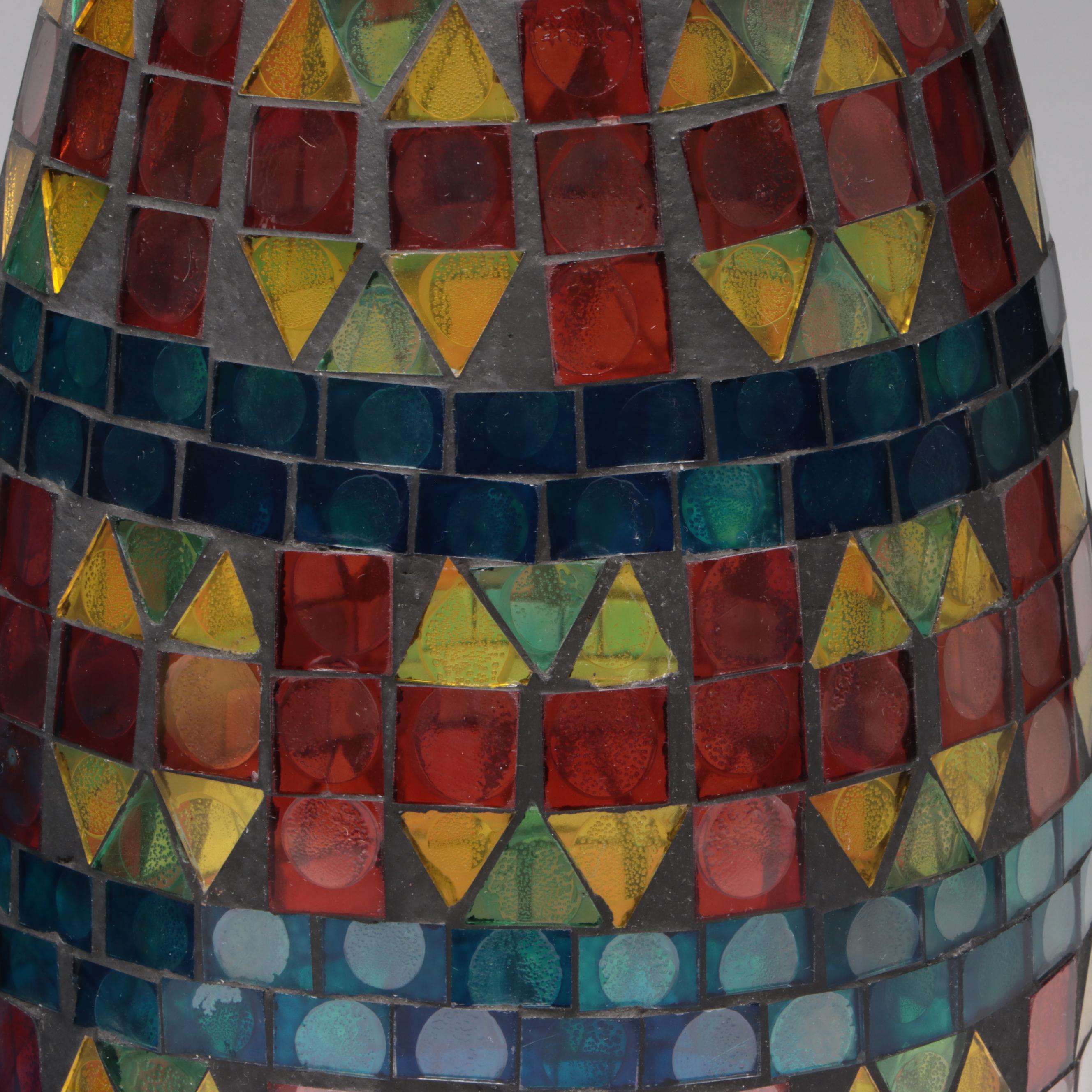 Gradient Mosaic Glass Vase with Multicolor Mosaic Glass Vase