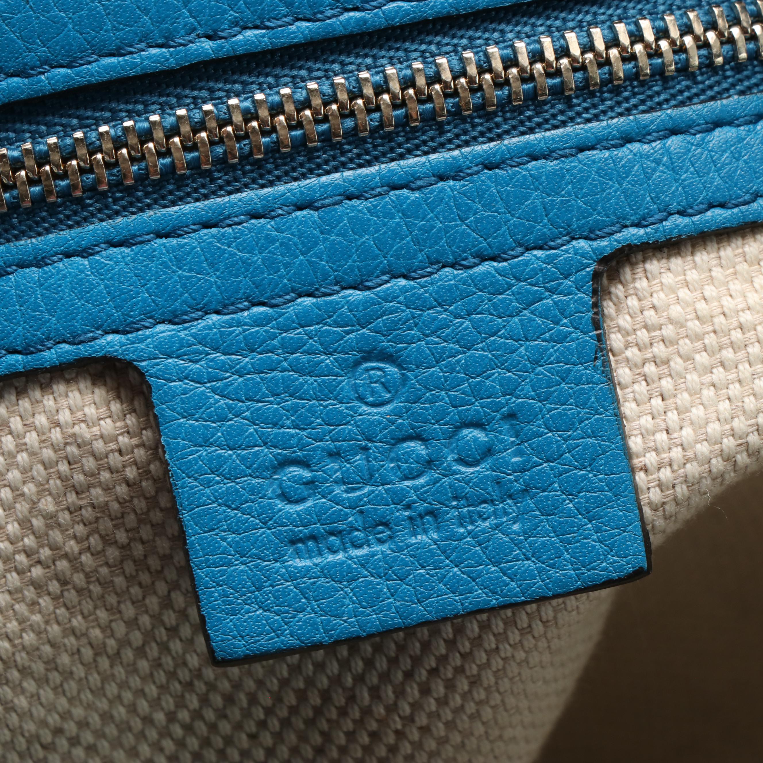Gucci Soho Shoulder Tote in Blue Leather