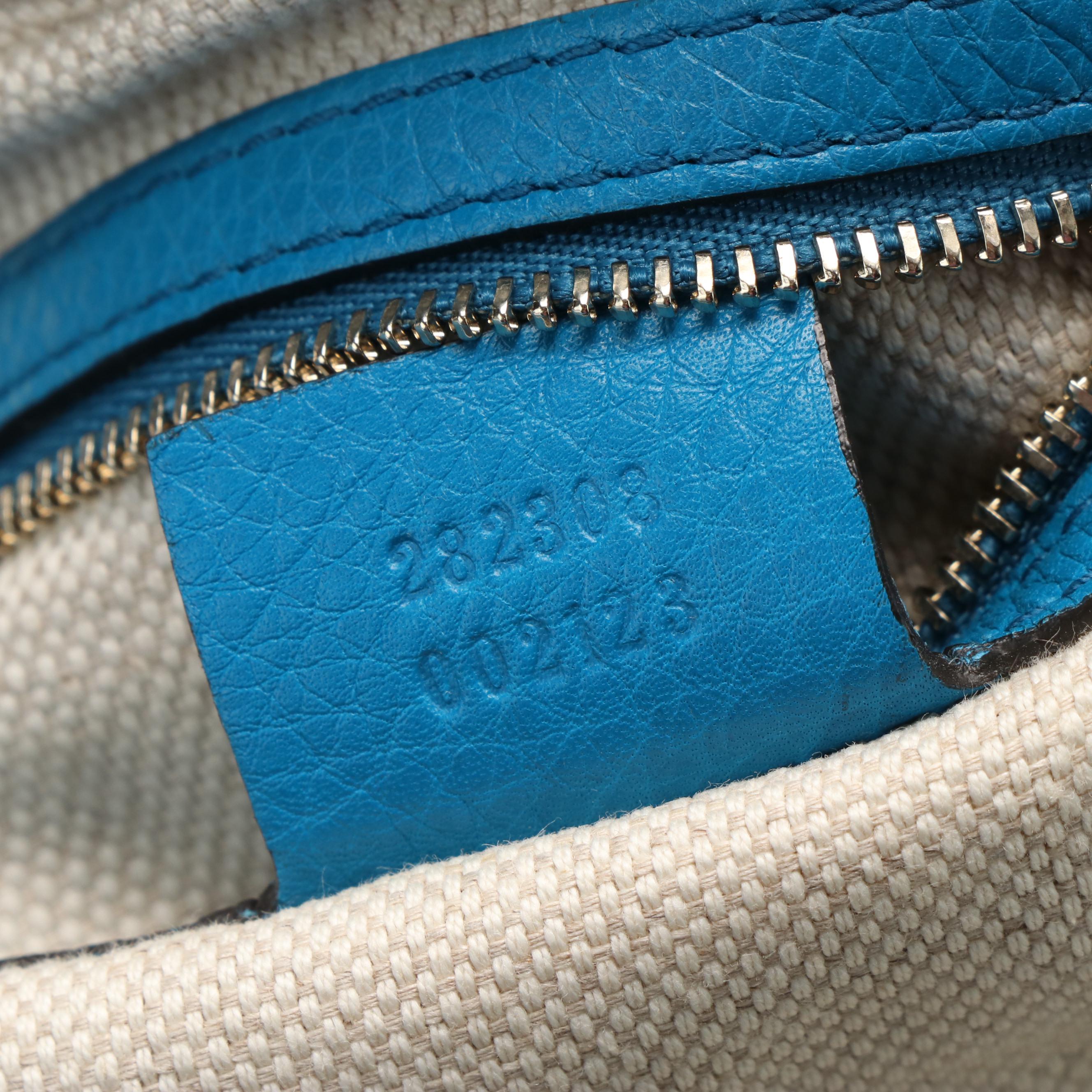 Gucci Soho Shoulder Tote in Blue Leather