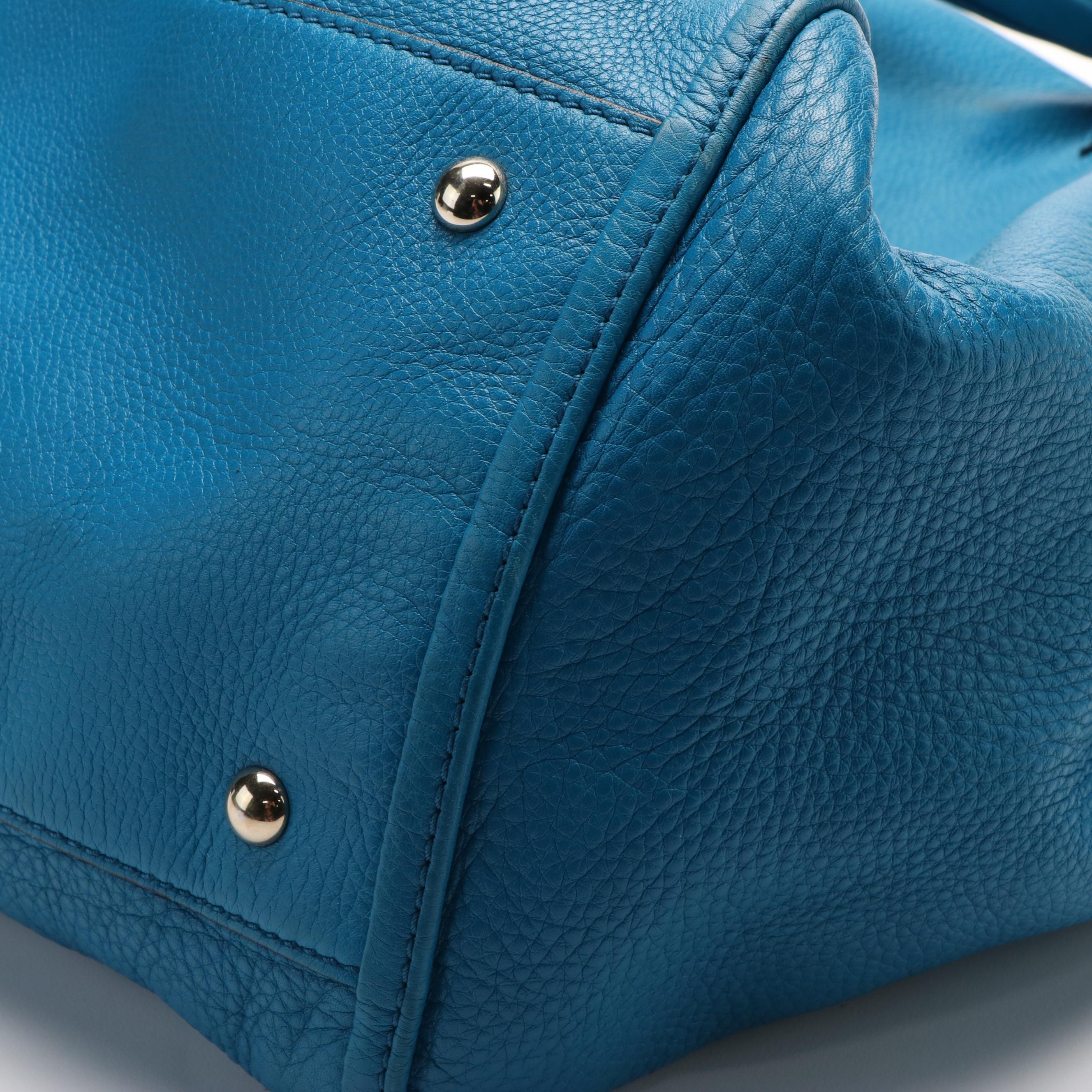 Gucci Soho Shoulder Tote in Blue Leather