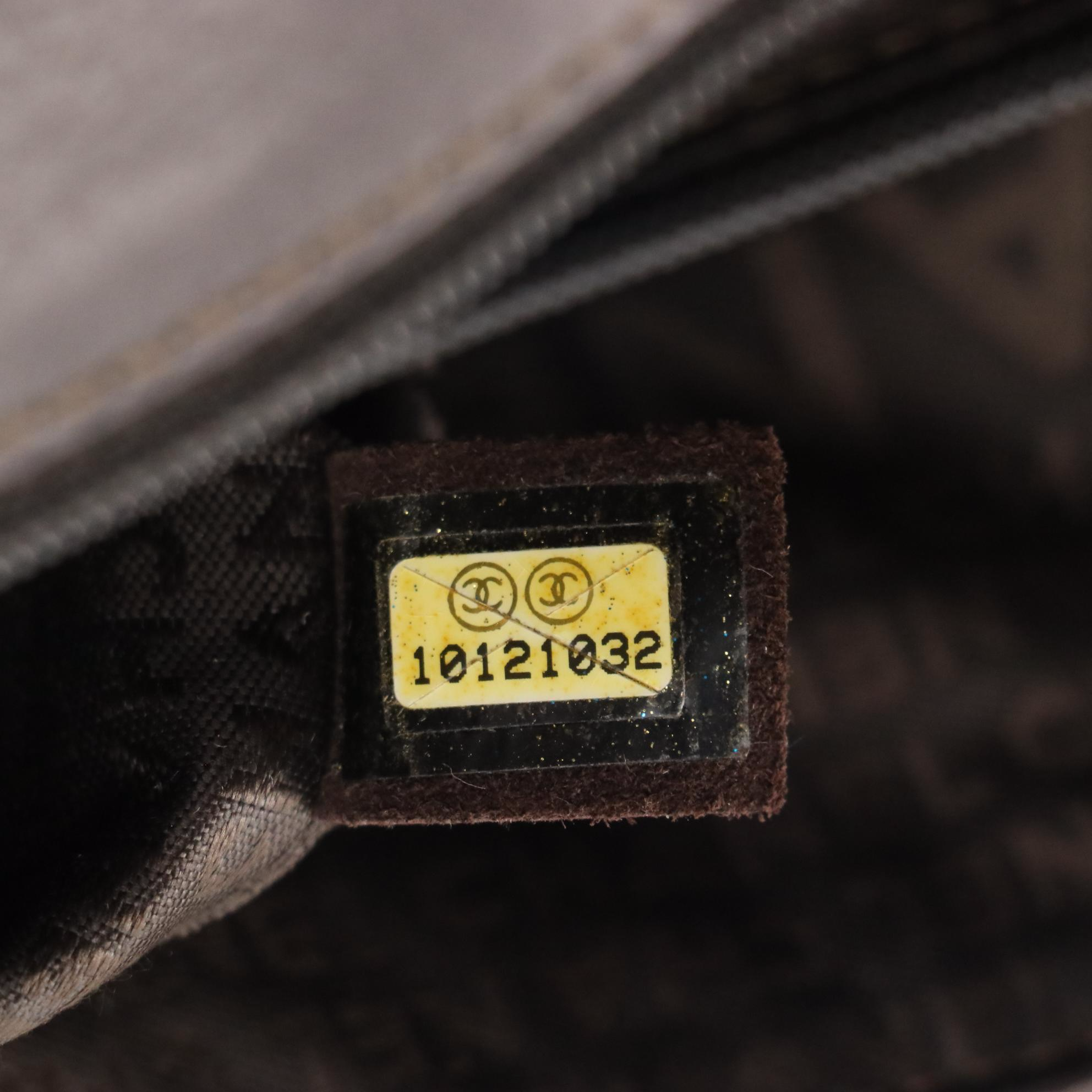 Chanel Quilted Metallic Leather CC Turnlock Flap Bag with Interwoven Strap