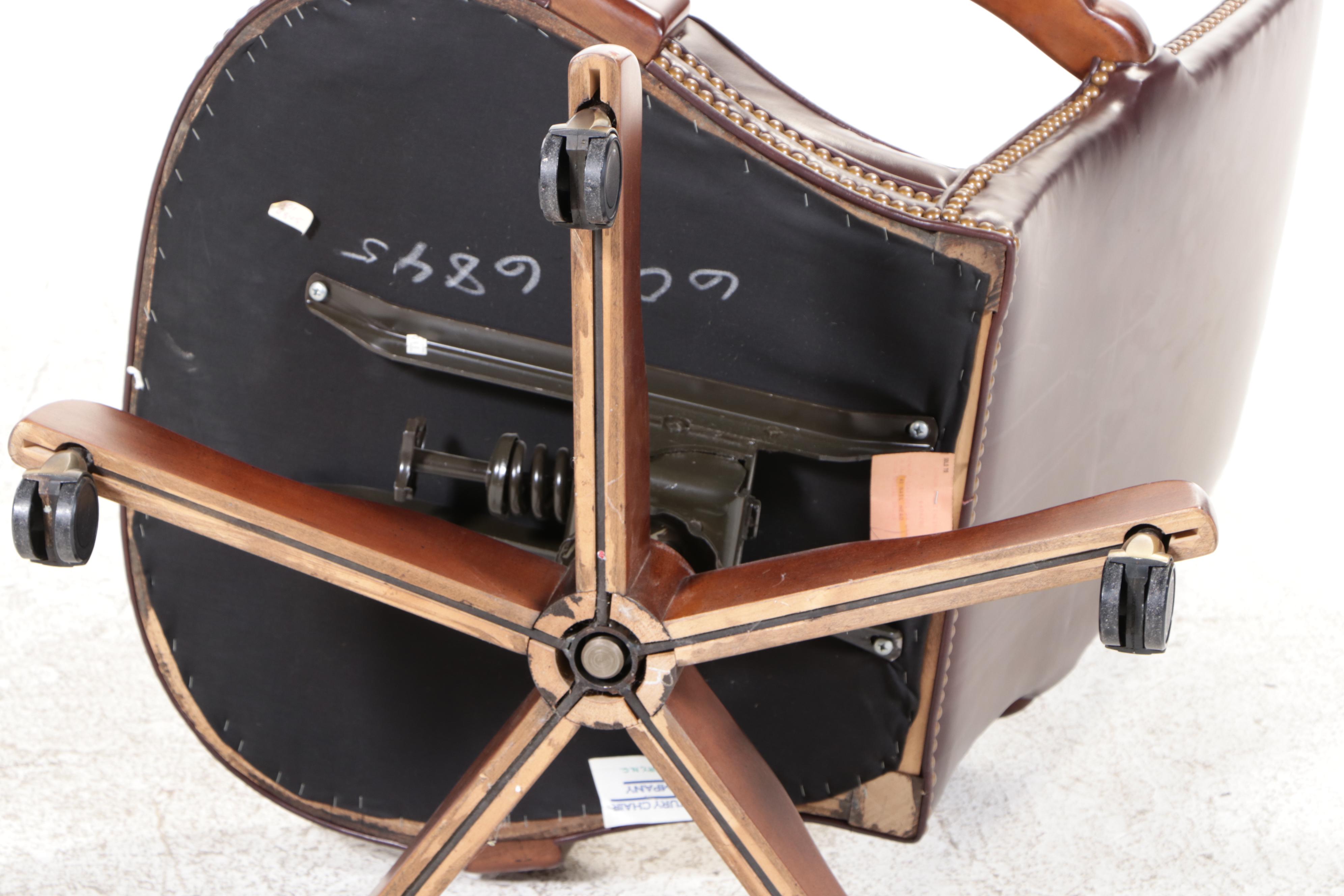 Century Chair Co. Queen Anne Style Leather Swivel-Tilt Desk Chair with Nailheads