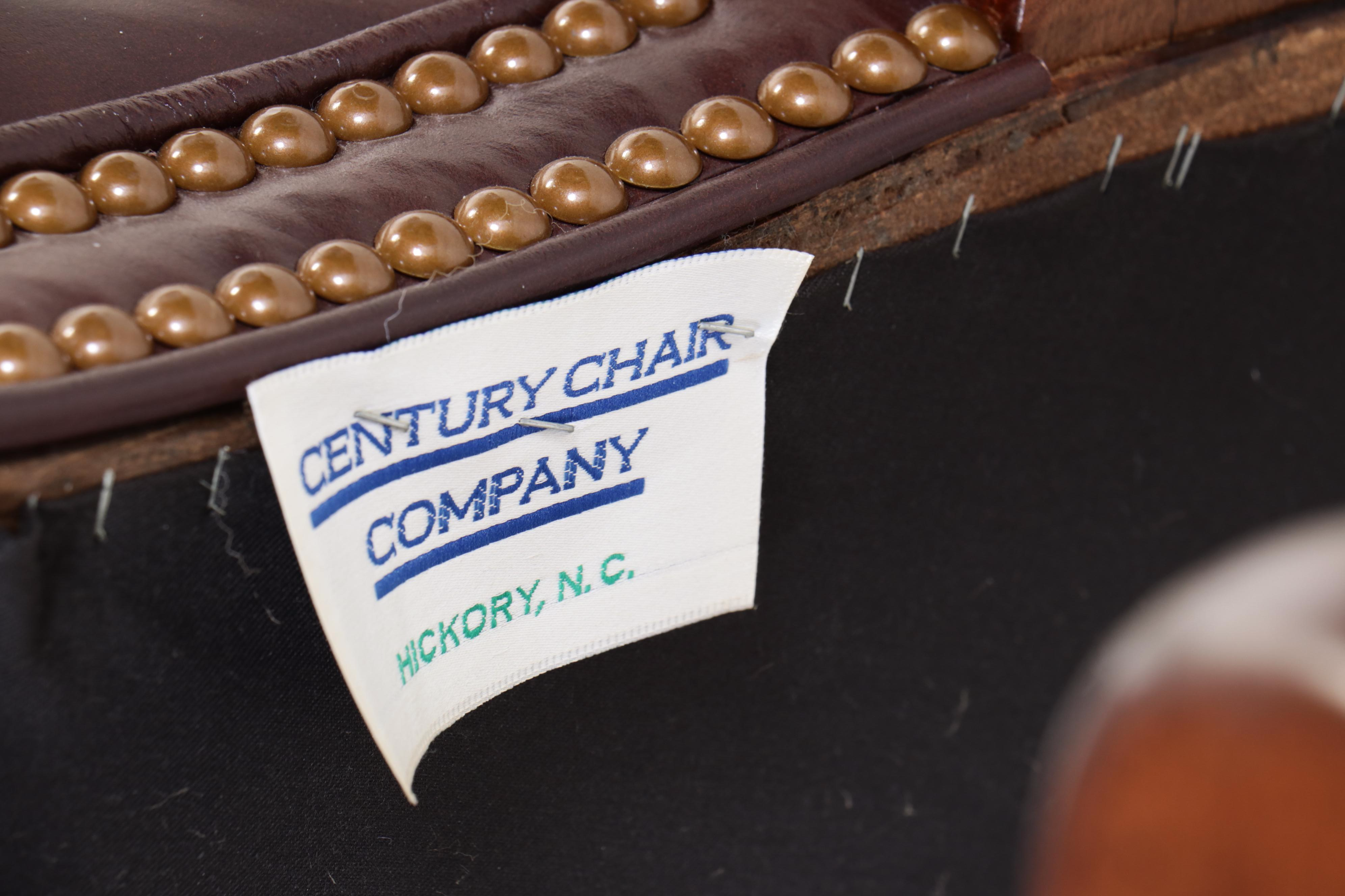 Century Chair Co. Queen Anne Style Leather Swivel-Tilt Desk Chair with Nailheads