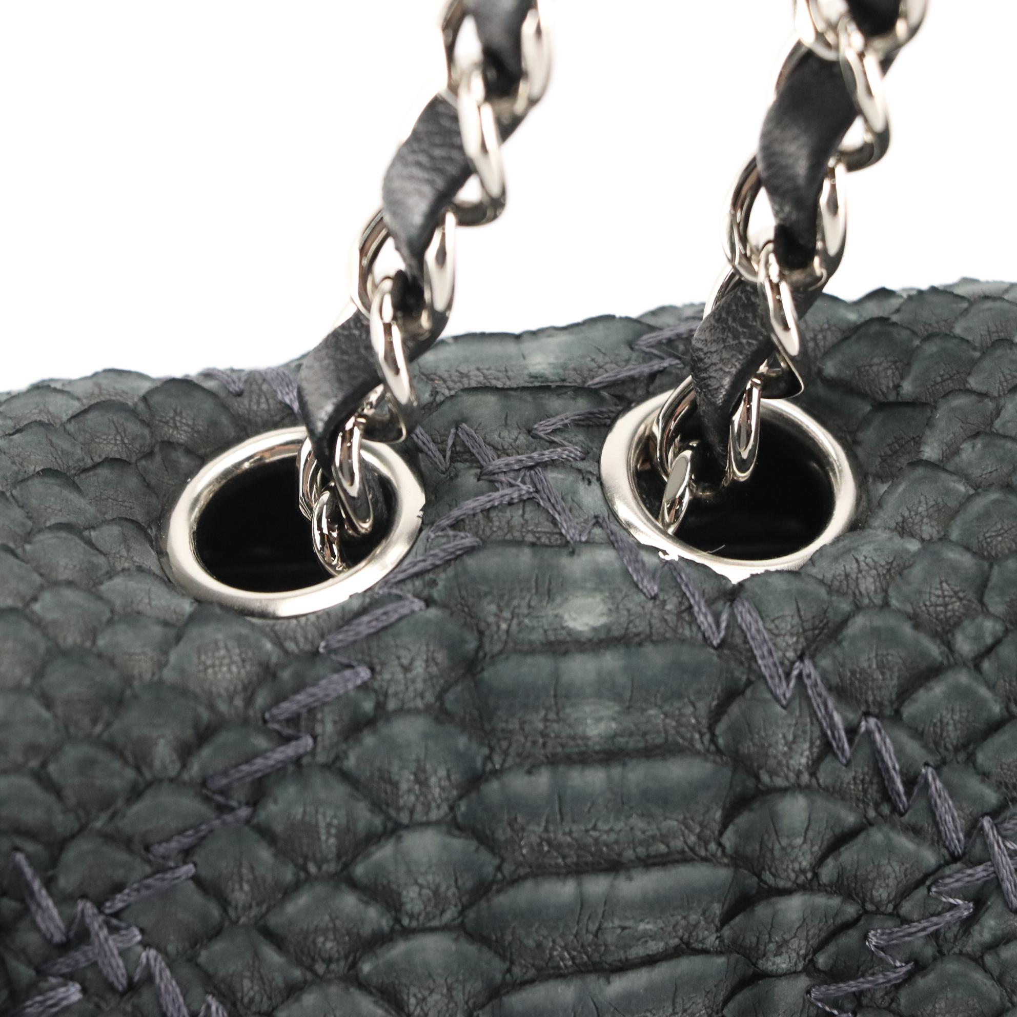 Chanel Ultimate Stitch Python Charcoal Lambskin Leather Flap Bag