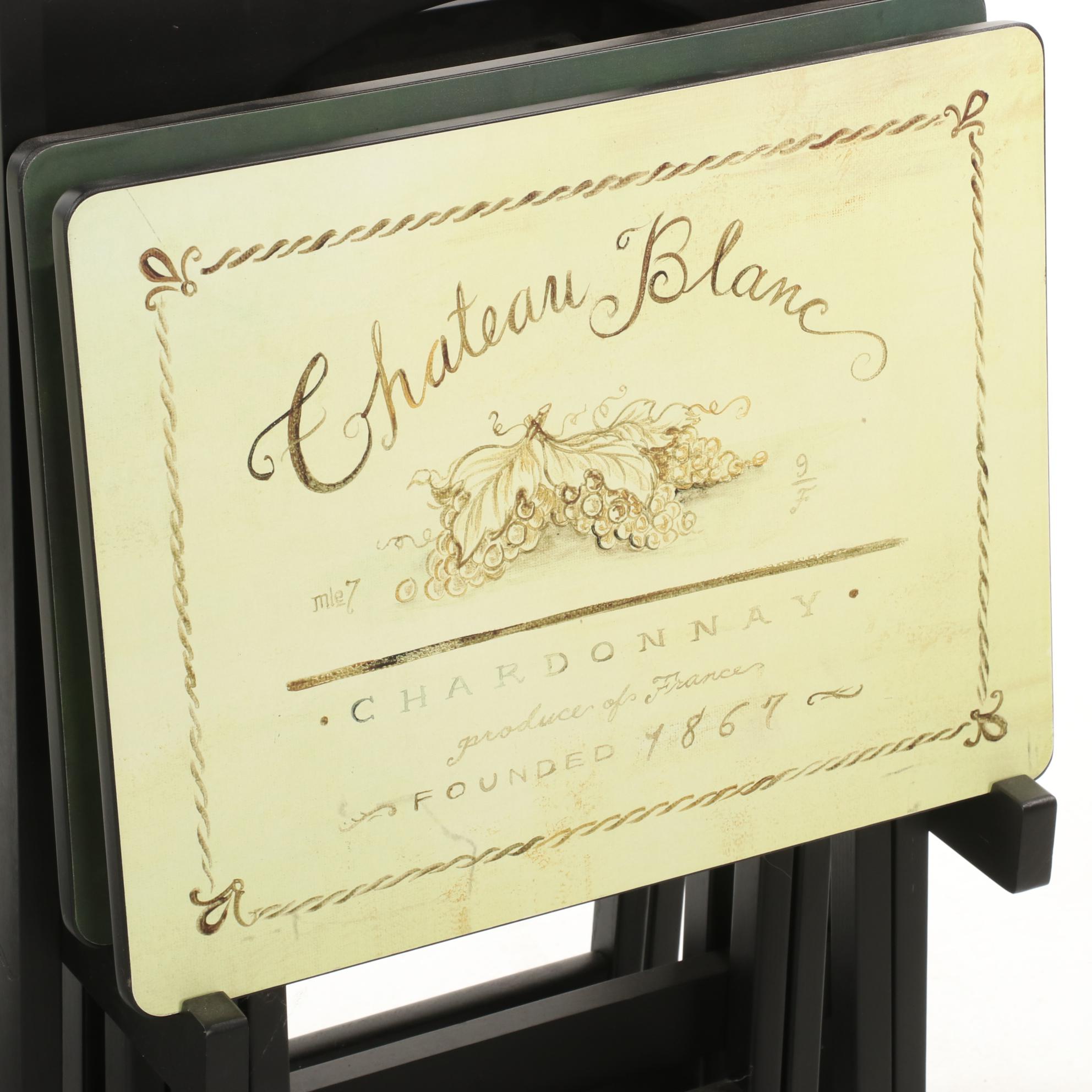 Two Sets of Cape Craftsmen Ebonized Wood Folding Tray