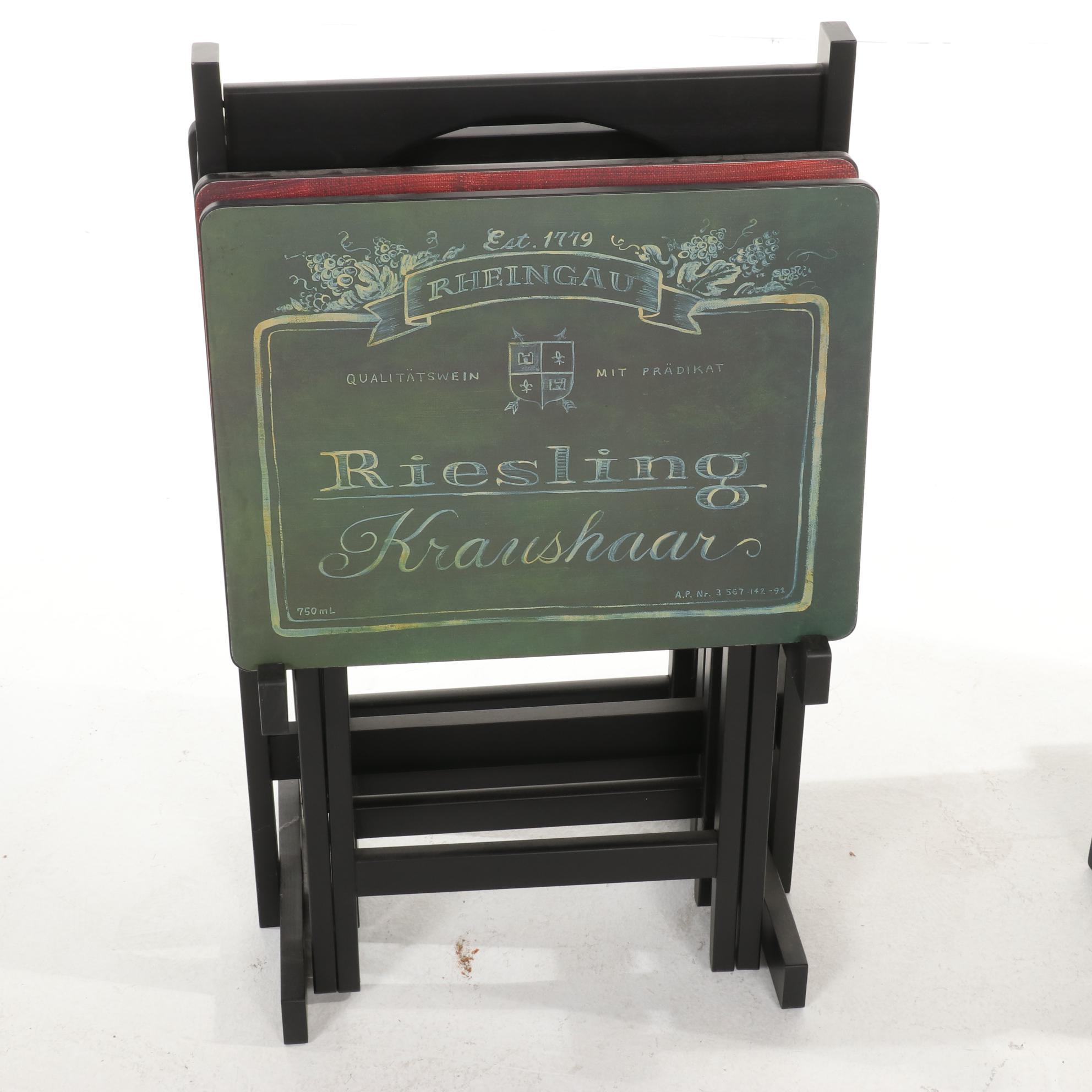 Two Sets of Cape Craftsmen Ebonized Wood Folding Tray