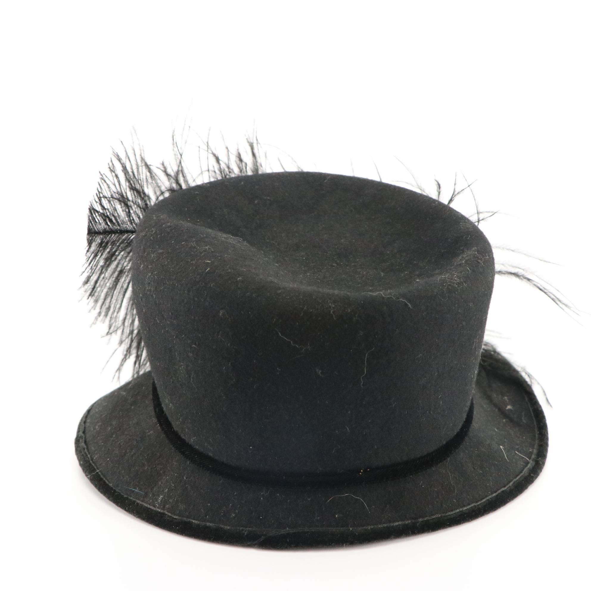 Fur Felt Veiled Hat from Shillito's and Other Wool Felt Feather Cloche with Box