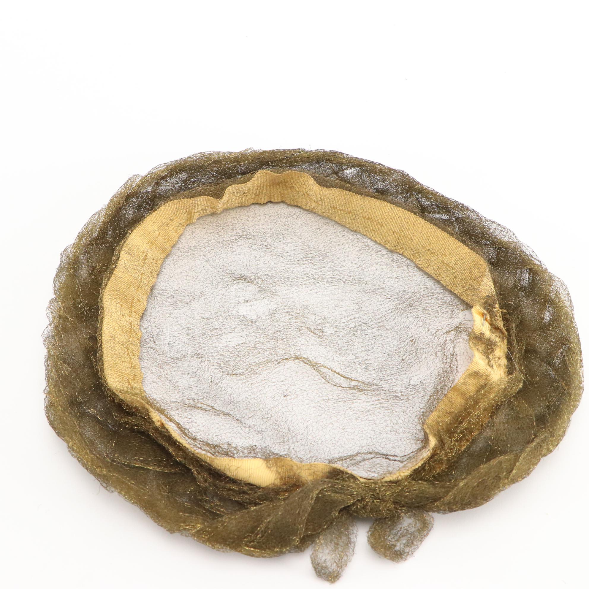 Embellished Cello Straw, Open Crown, and Crescent Hats with Box, 1950s