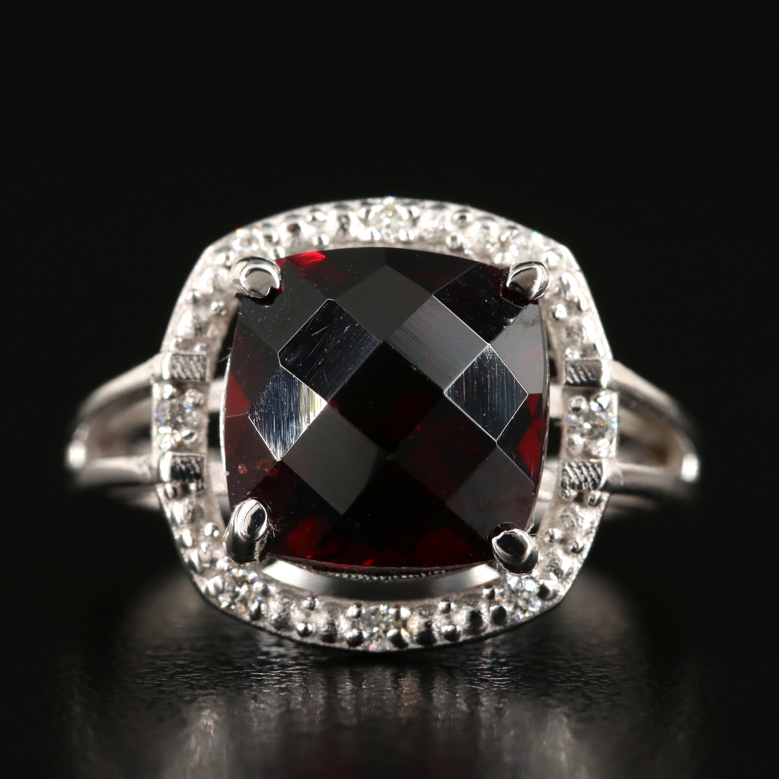 14K Garnet and Diamond Ring