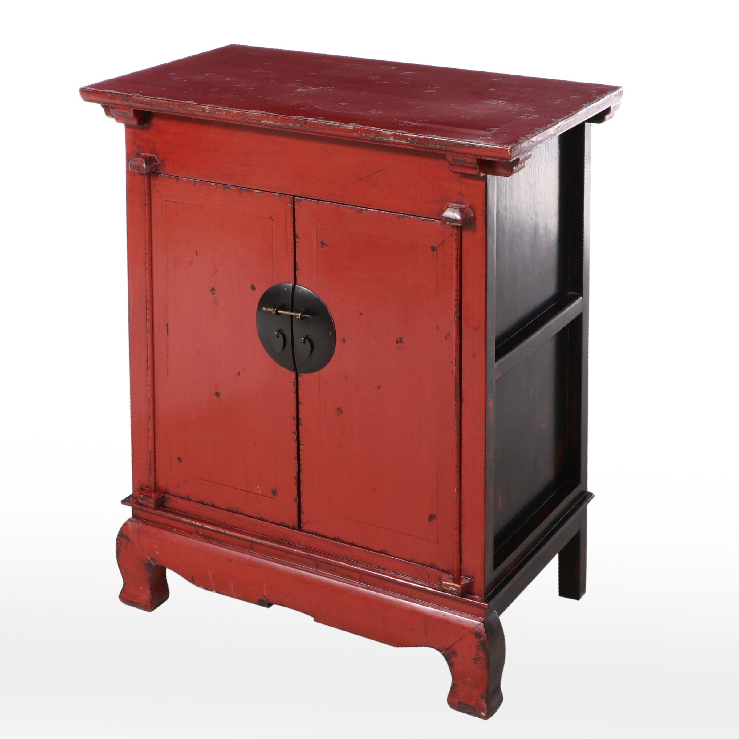 Chinese Red and Black-Lacquered Cabinet