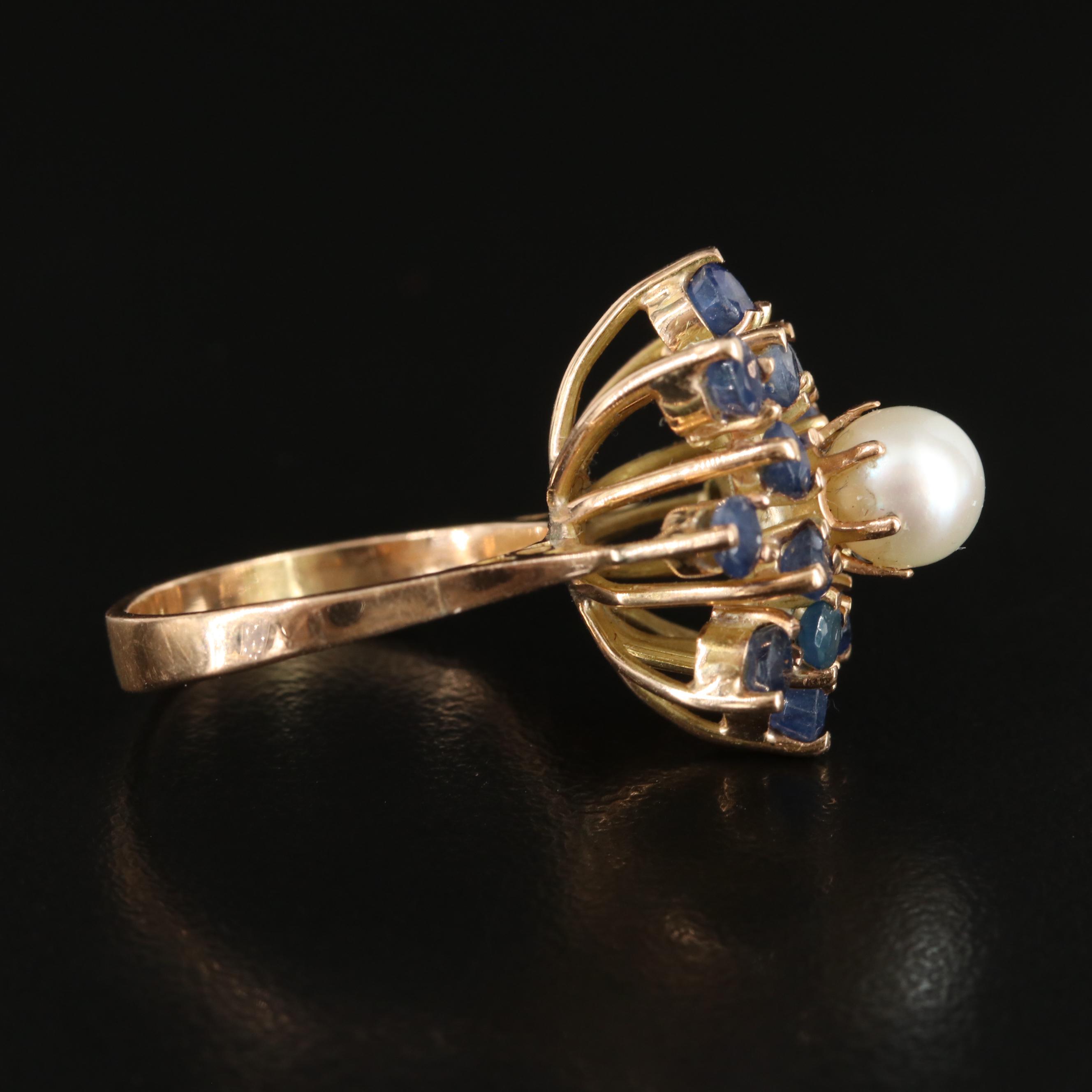 14K Pearl and Sapphire Ring