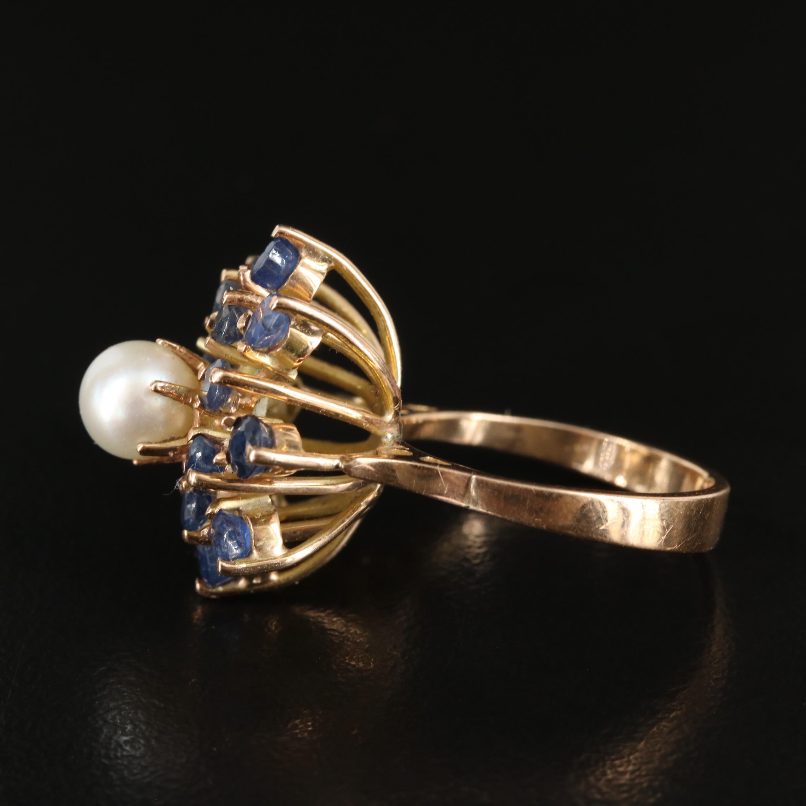 14K Pearl and Sapphire Ring