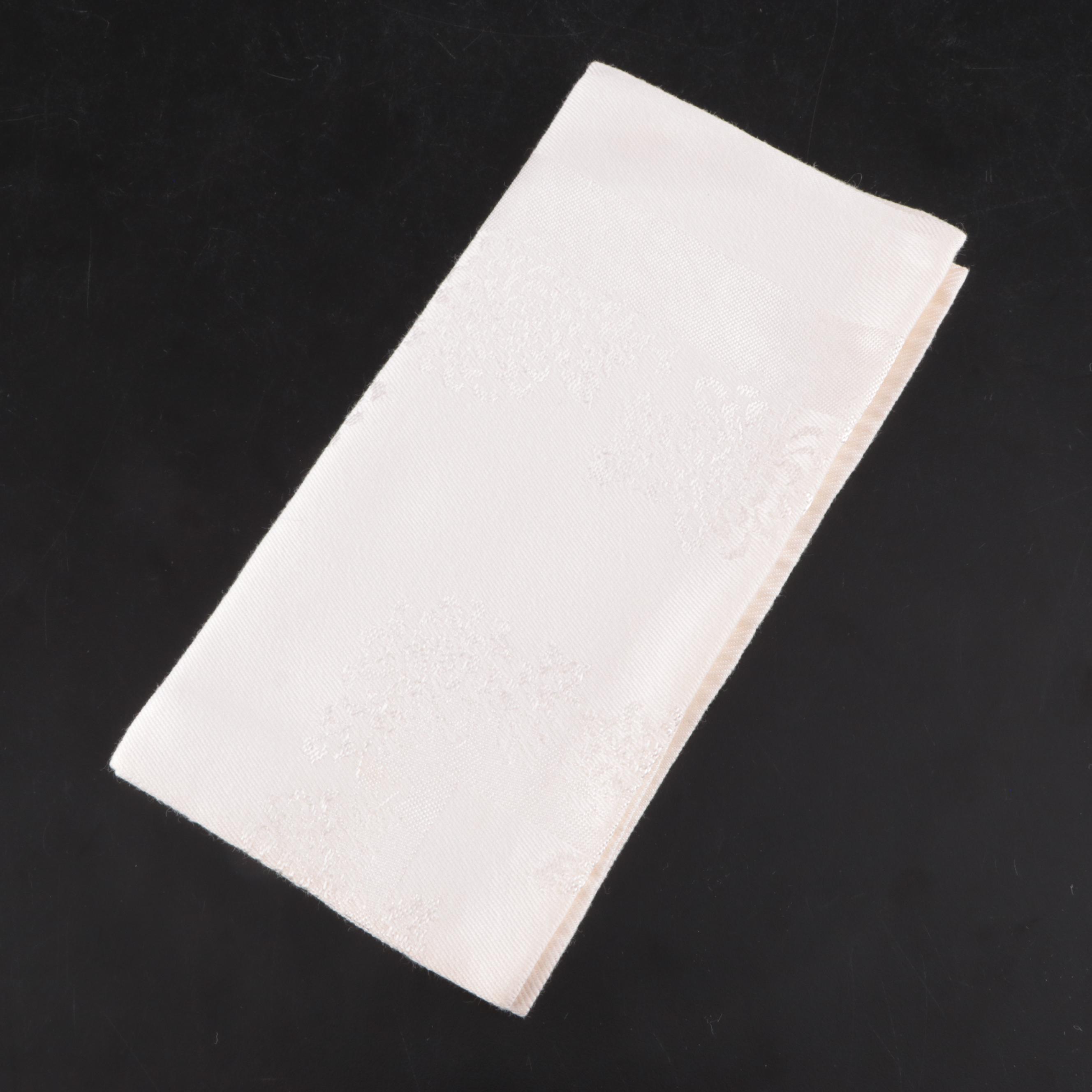 French Hand Hemmed Combed Mercerized Damask Tablecloth and Napkin Set