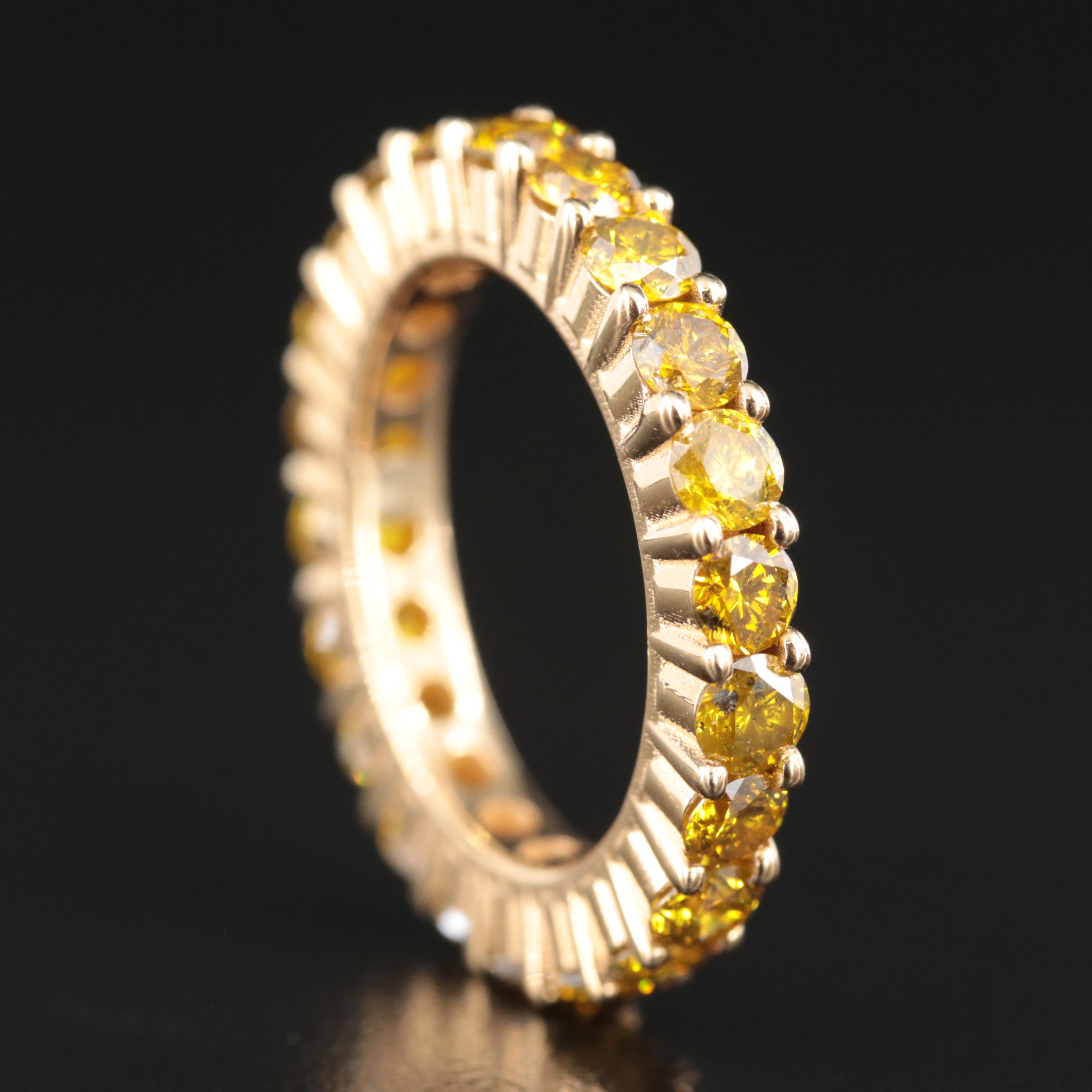 18K 3.23 CTW Fancy Intense Yellow Diamond Eternity Band