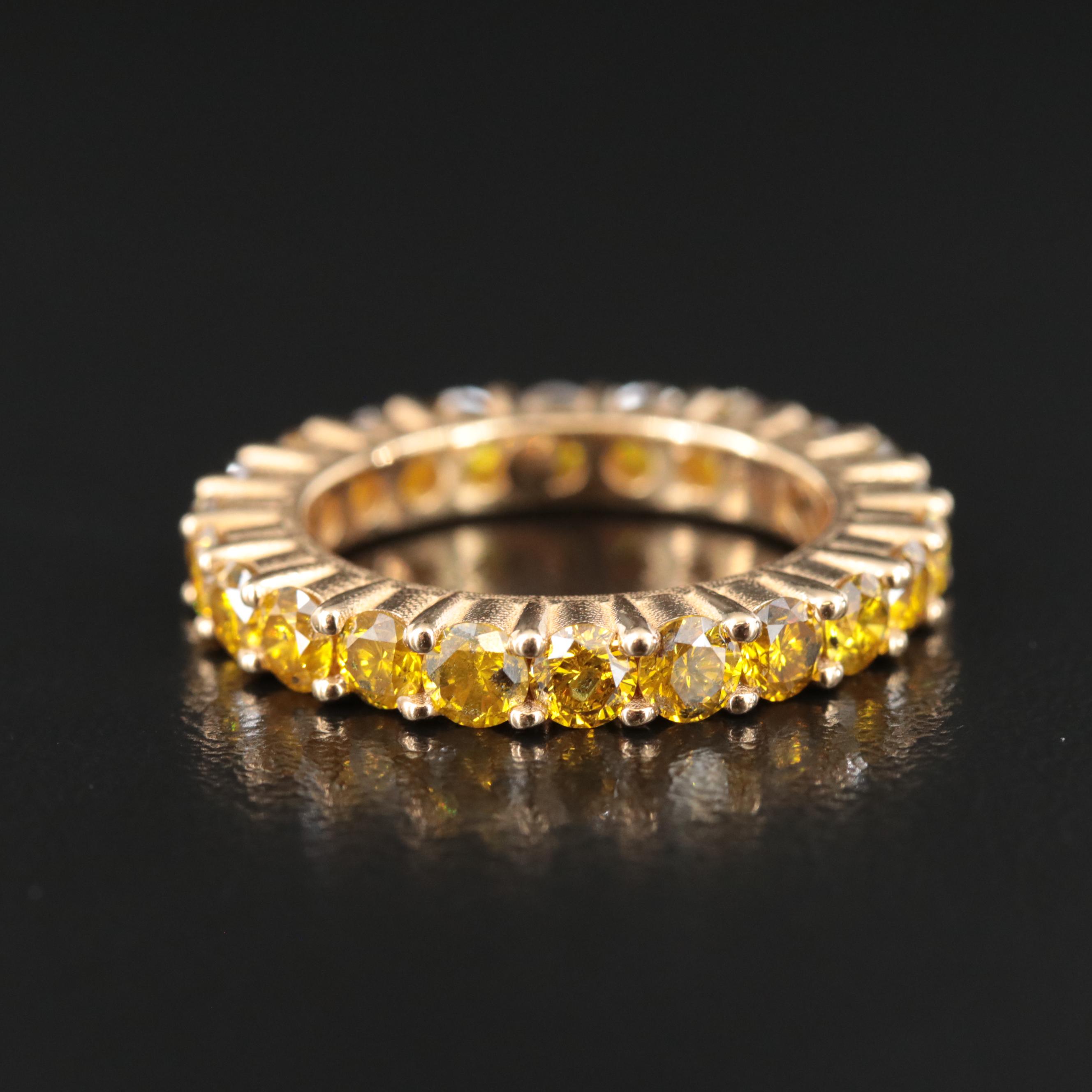 18K 3.23 CTW Fancy Intense Yellow Diamond Eternity Band