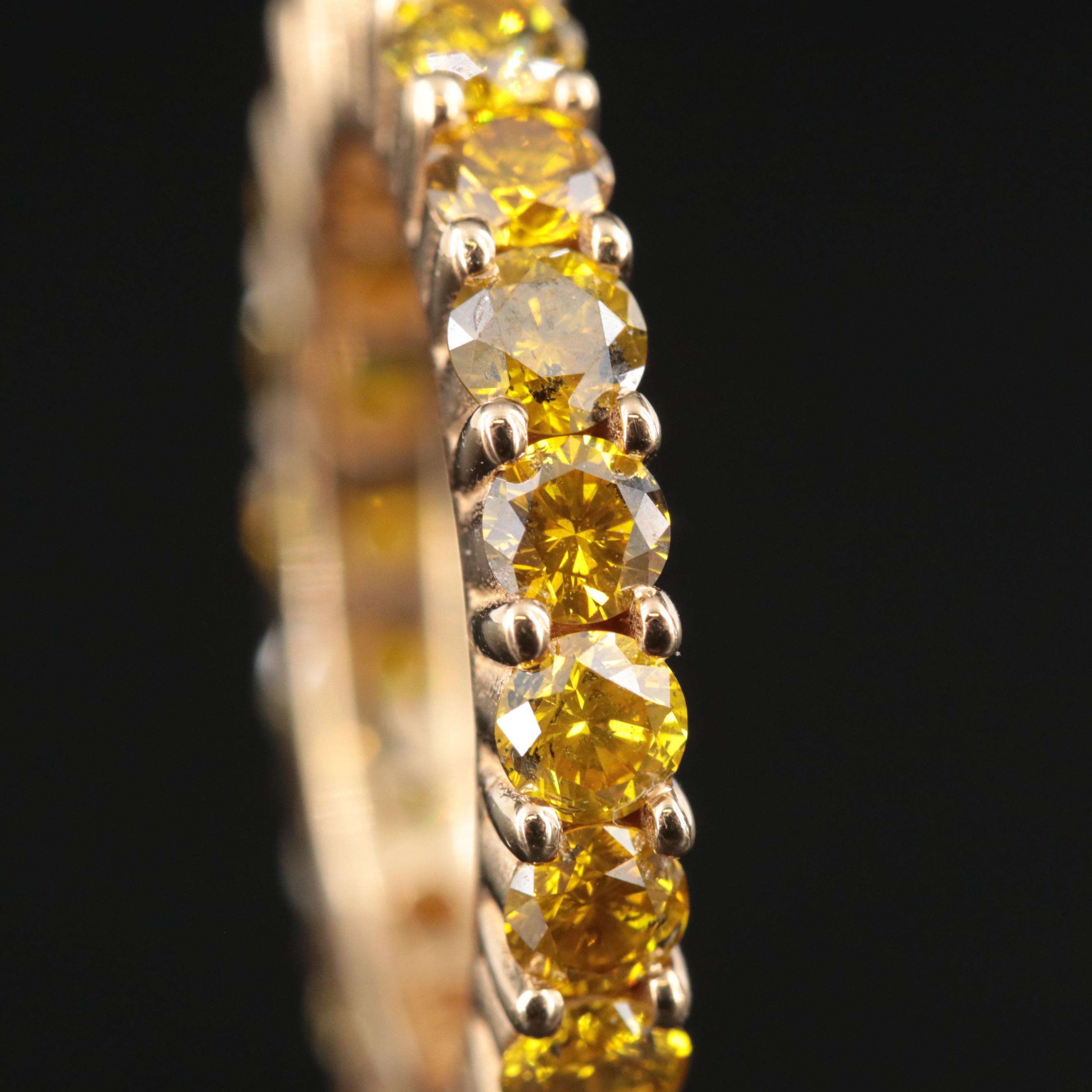 18K 3.23 CTW Fancy Intense Yellow Diamond Eternity Band