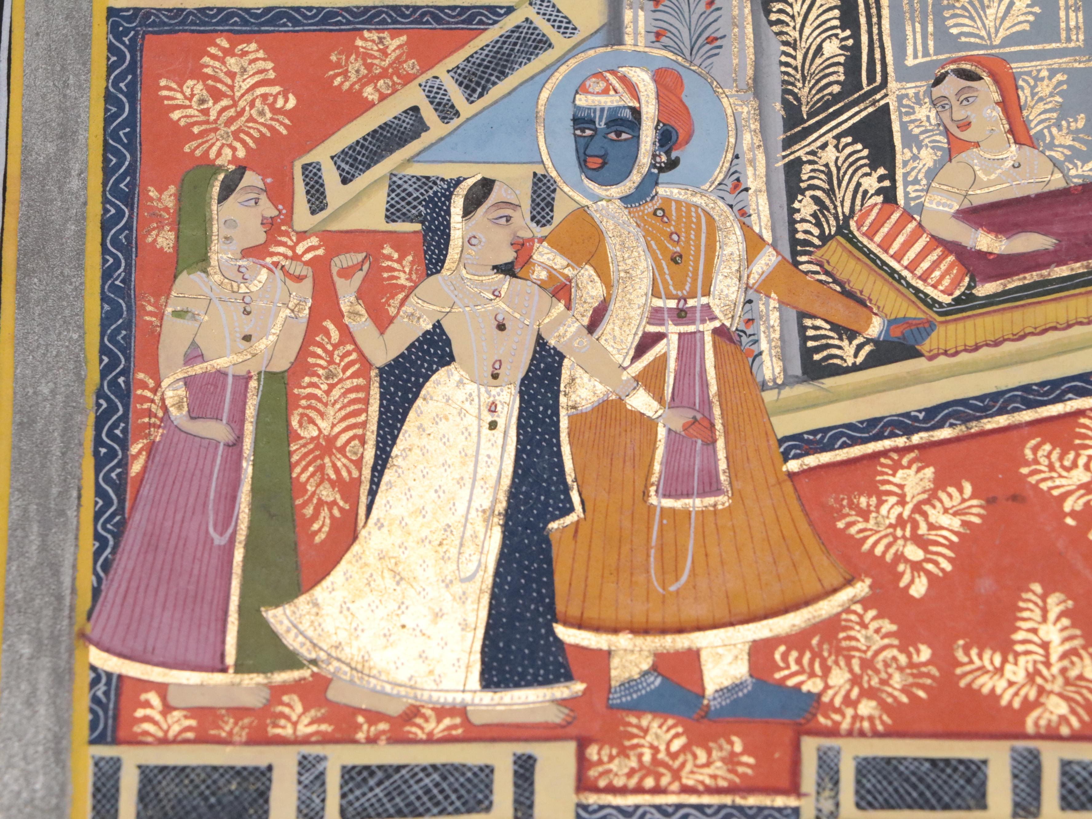 Mughal Indian Rajasthani Ragamala Gouache Painting, 18th to 19th Century