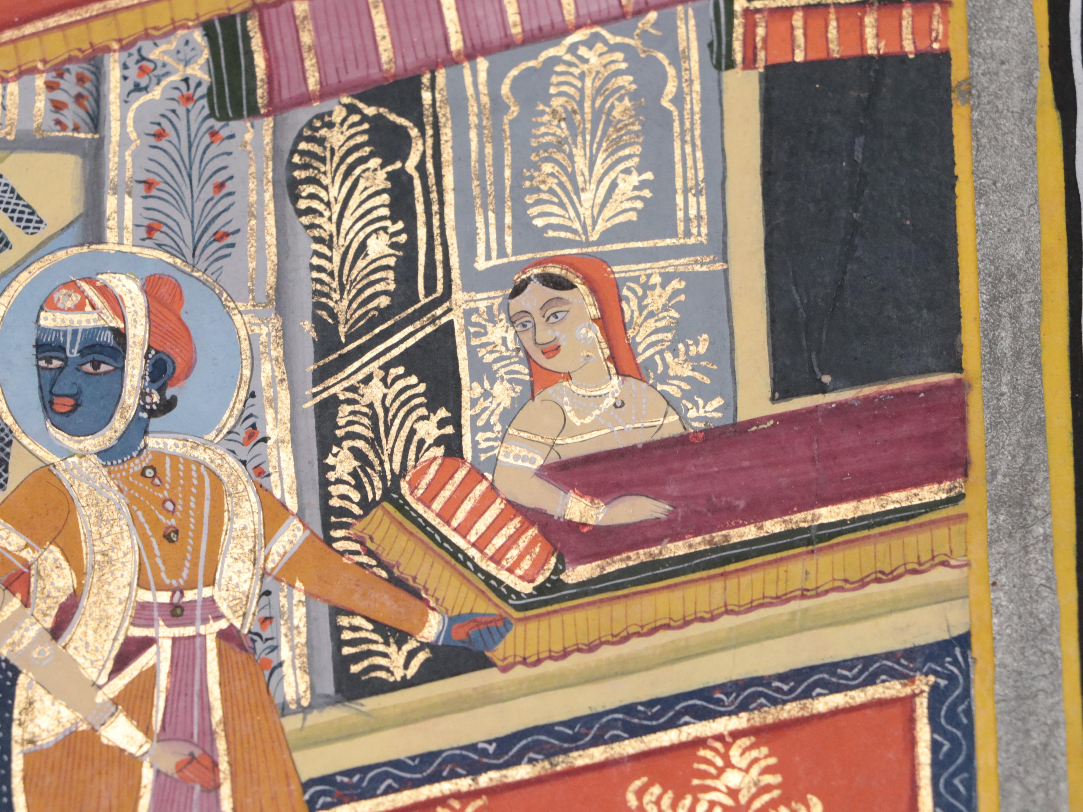 Mughal Indian Rajasthani Ragamala Gouache Painting, 18th to 19th Century