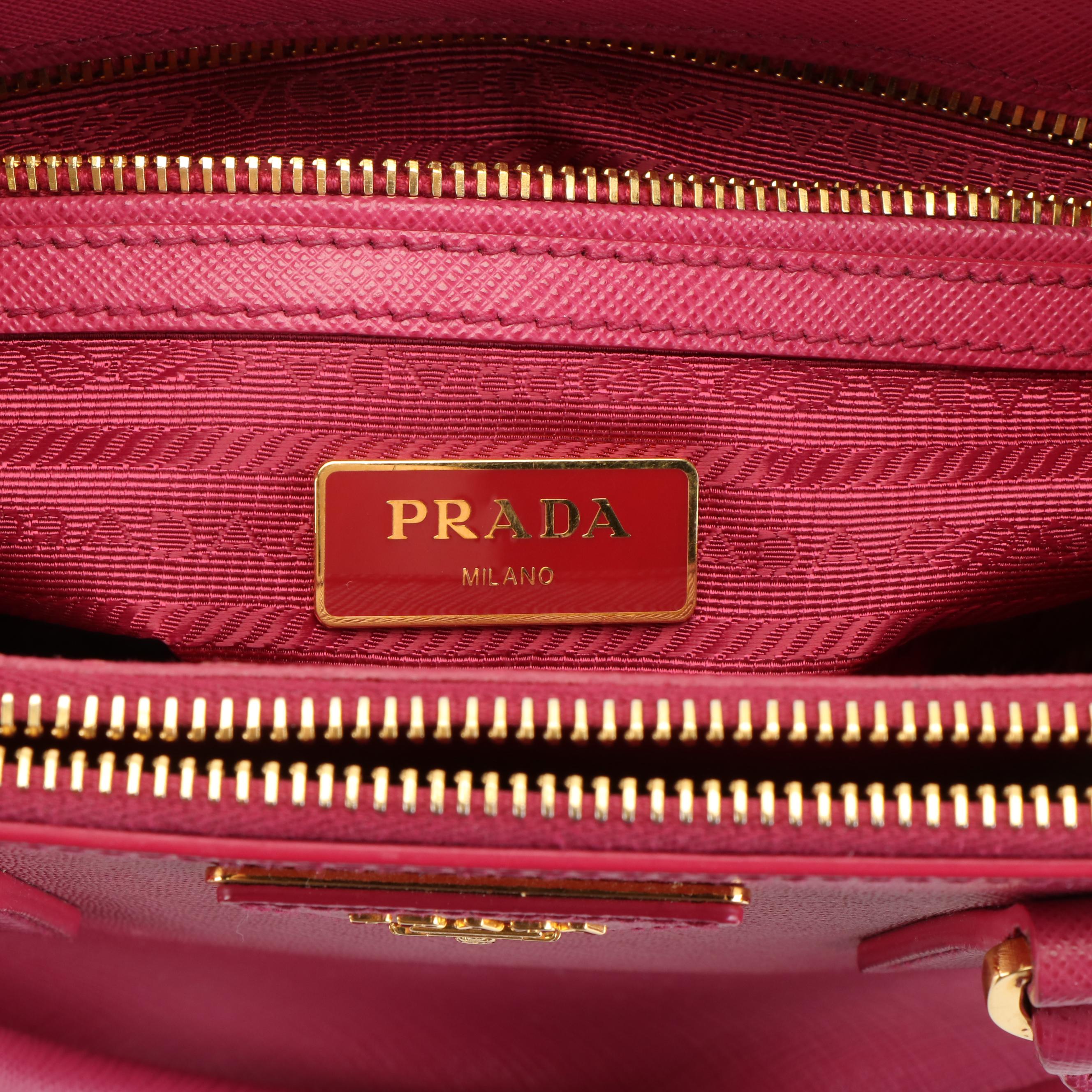 Prada Galleria 2Way Shoulder Handbag in Pink Saffiano Lux Leather