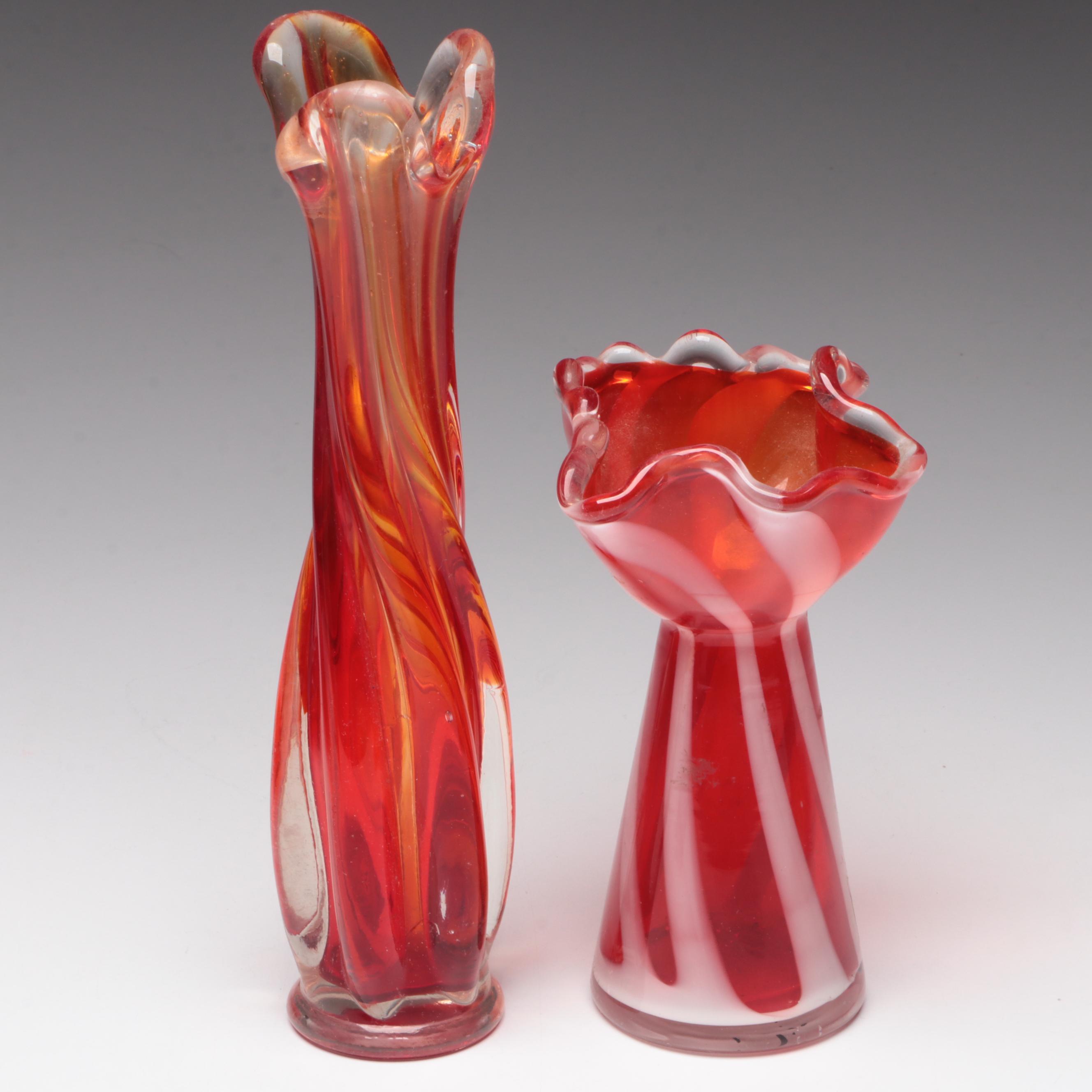 Brinn's, Fenton with Other Amberina Glass Vases, Bowl, Candy Dish and More