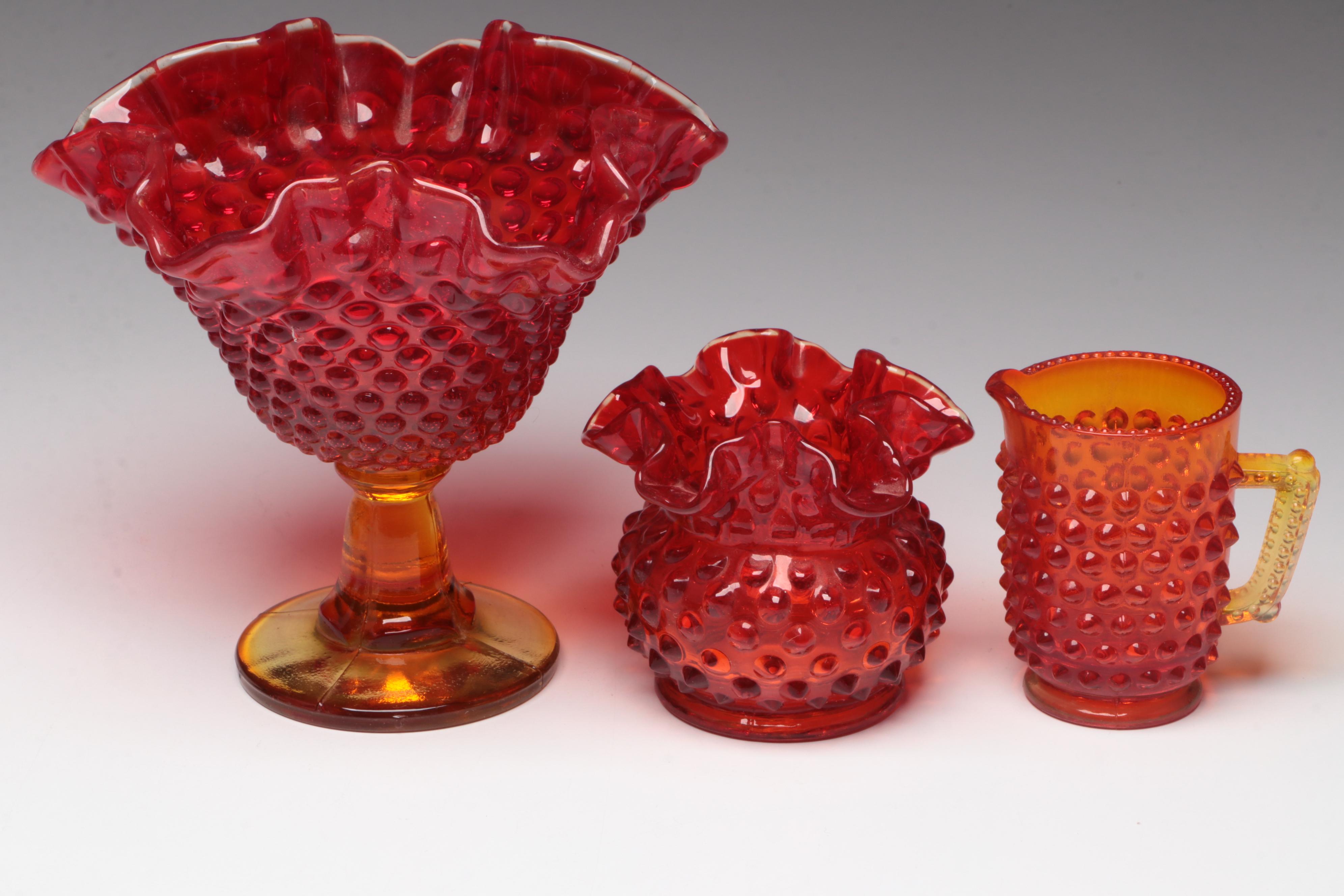 Brinn's, Fenton with Other Amberina Glass Vases, Bowl, Candy Dish and More