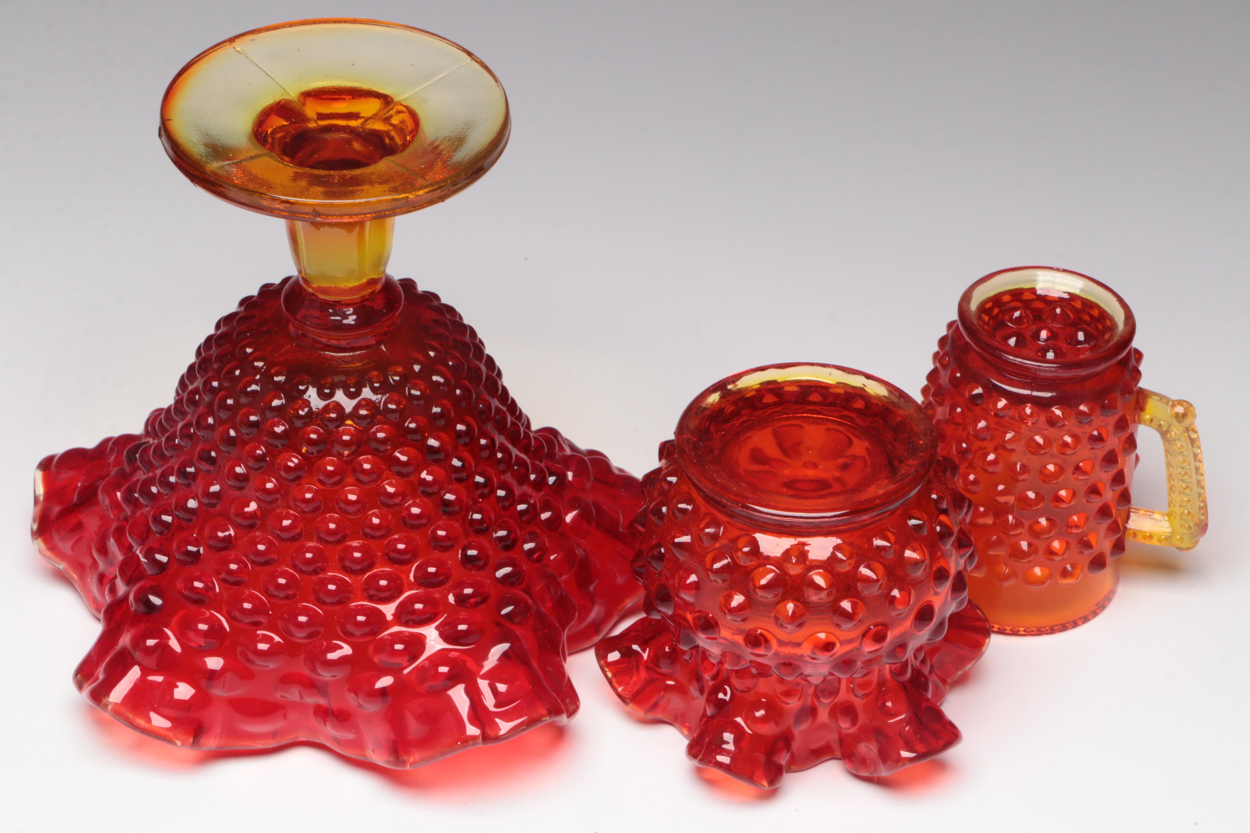 Brinn's, Fenton with Other Amberina Glass Vases, Bowl, Candy Dish and More