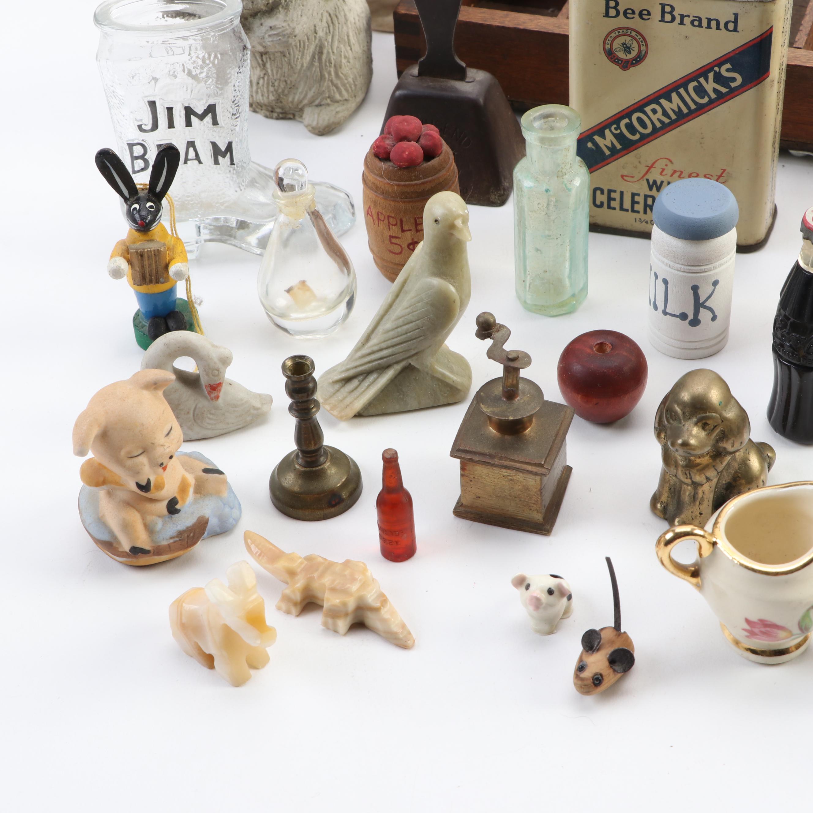 German Clown Squeeze Toy with Other Figurines and Miniatures in Letterpress Box