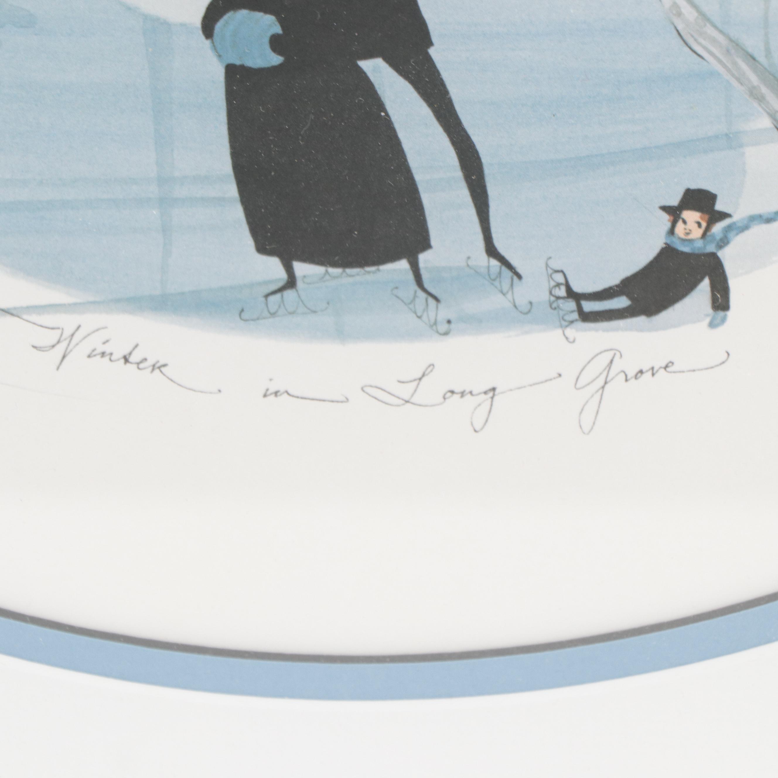 P. Buckley Moss Offset Lithograph "Winter in Long Grove," 1987