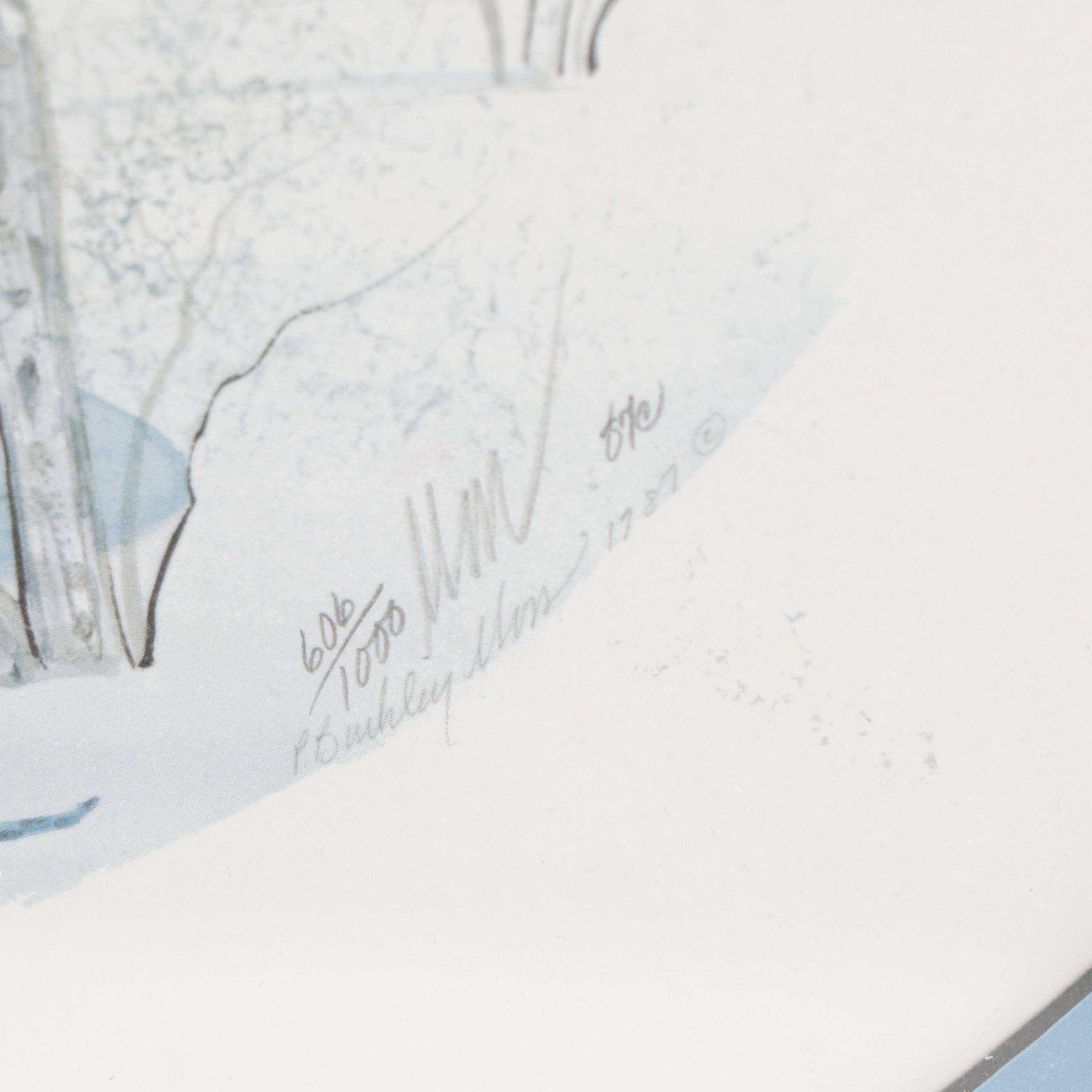 P. Buckley Moss Offset Lithograph "Winter in Long Grove," 1987