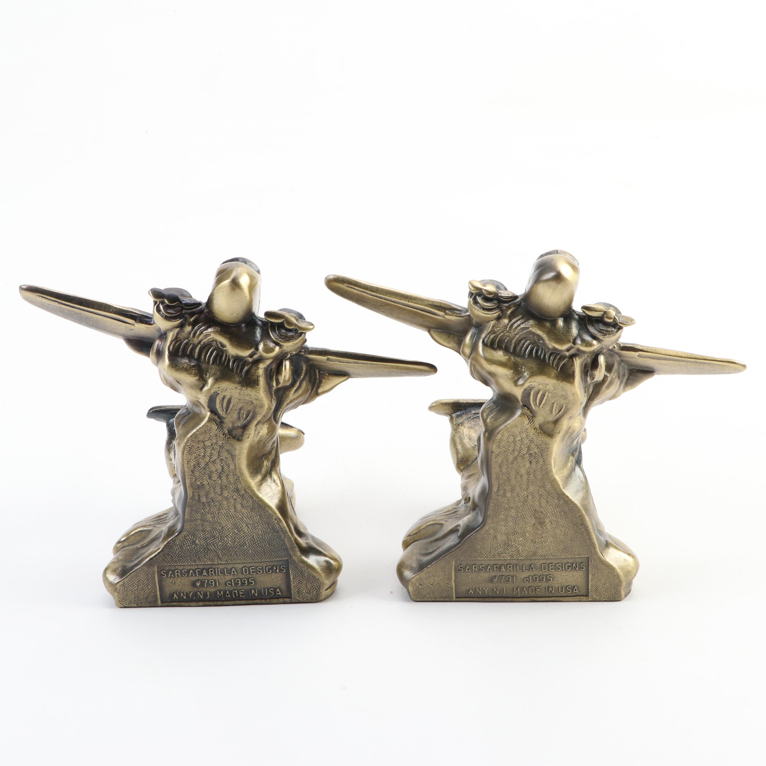 Sarsaparilla Designs Art Deco Style Brass Airplane Bookends
