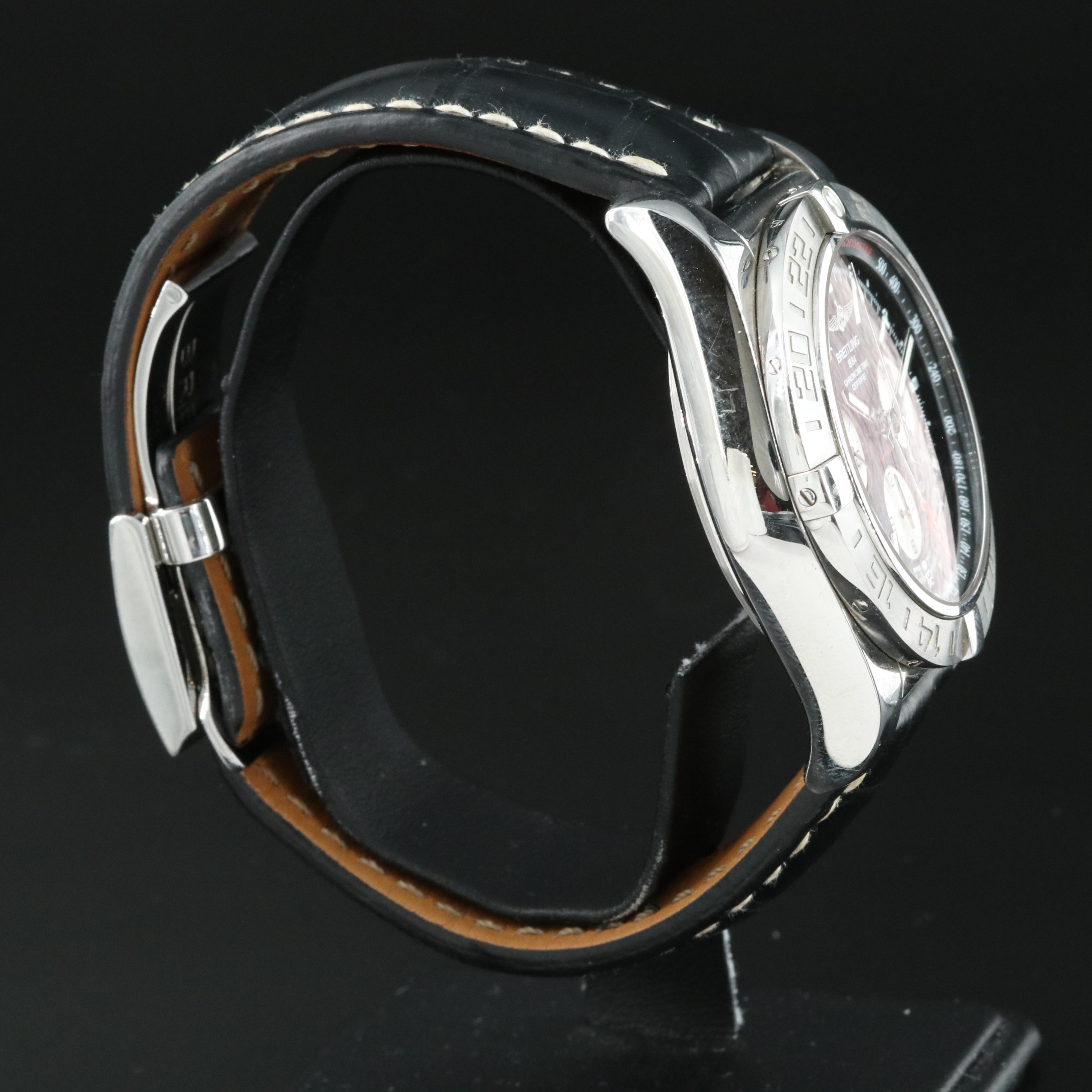 Breitling Chronomat 44 GMT Black Steel B04 Leather Automatic Watch