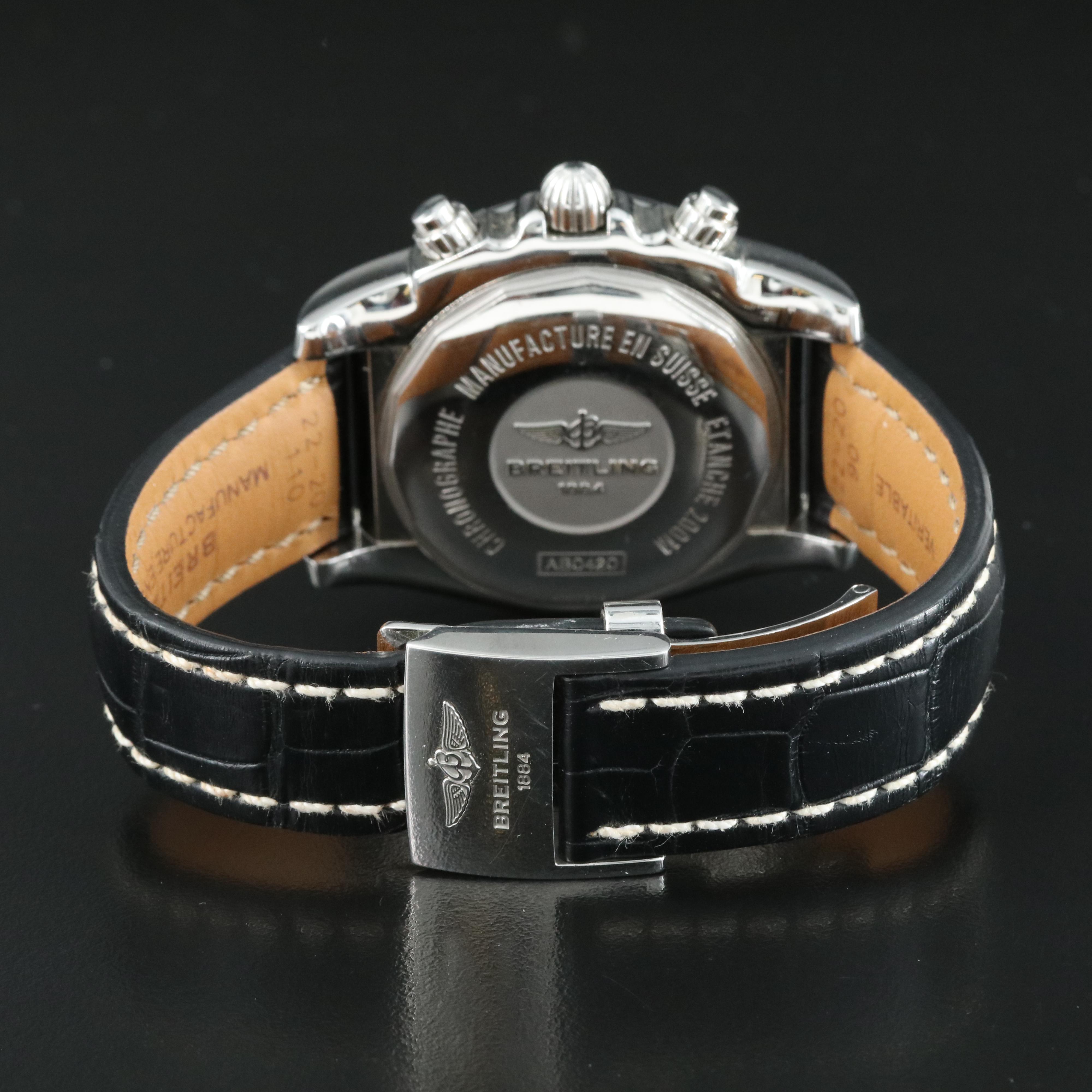 Breitling Chronomat 44 GMT Black Steel B04 Leather Automatic Watch