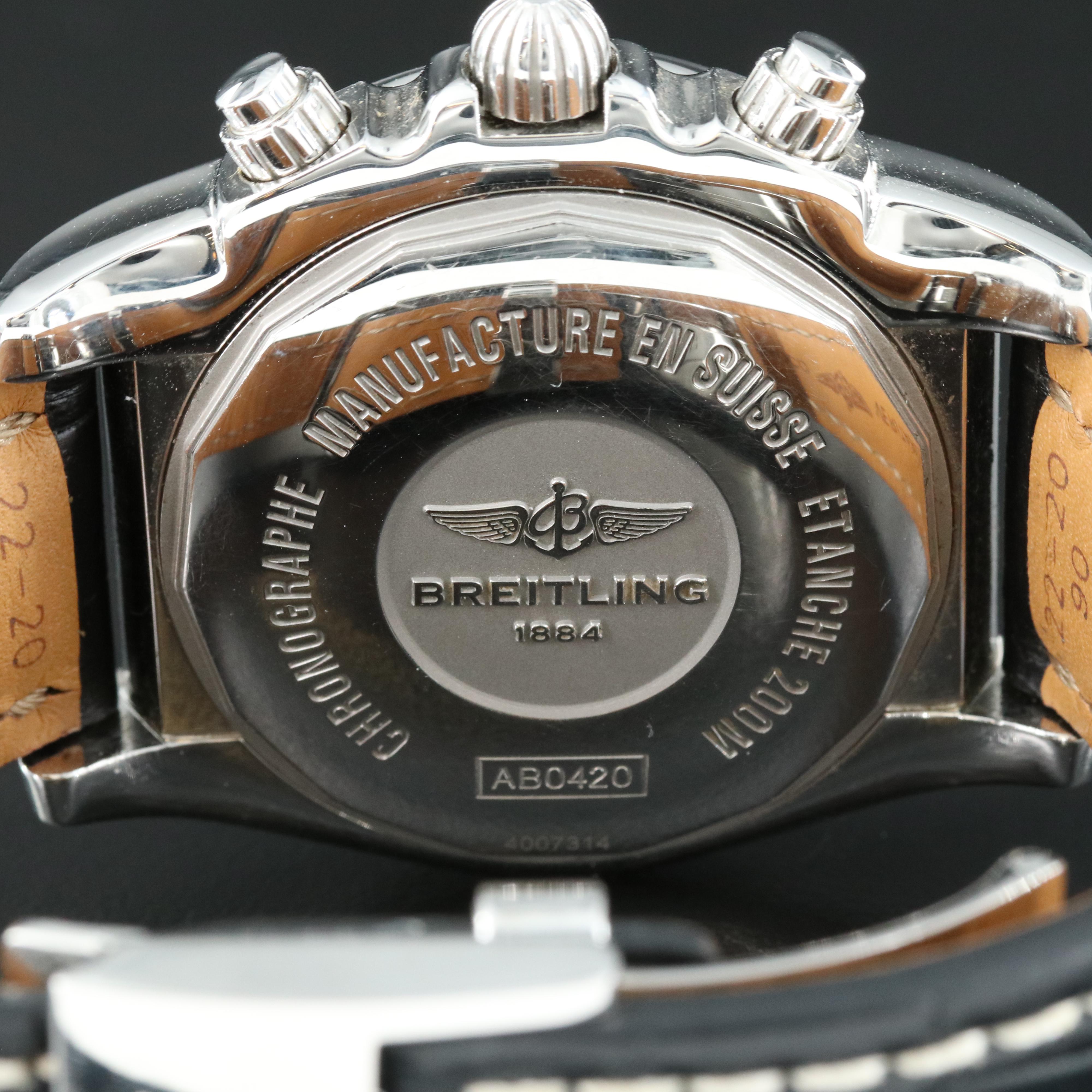 Breitling Chronomat 44 GMT Black Steel B04 Leather Automatic Watch