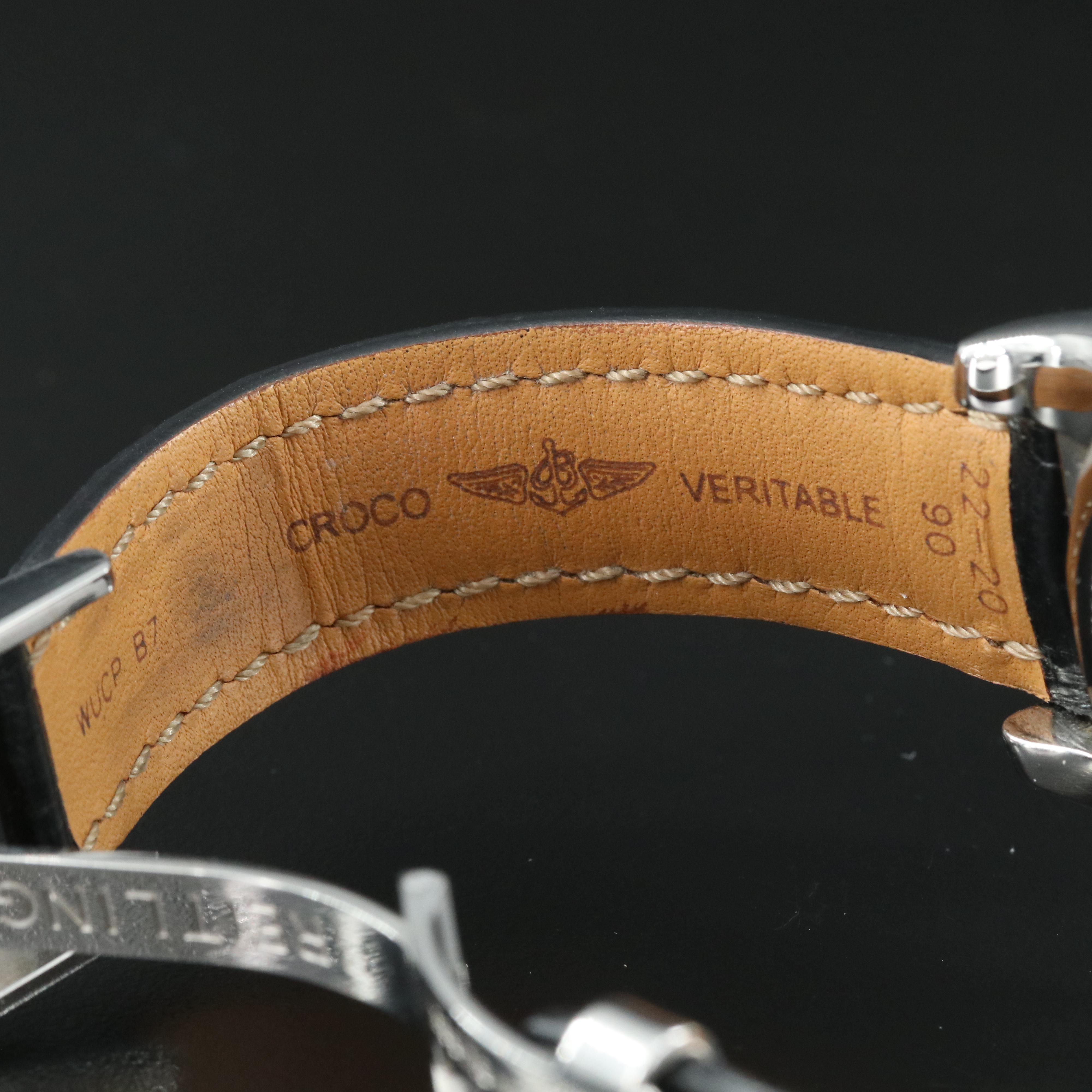 Breitling Chronomat 44 GMT Black Steel B04 Leather Automatic Watch