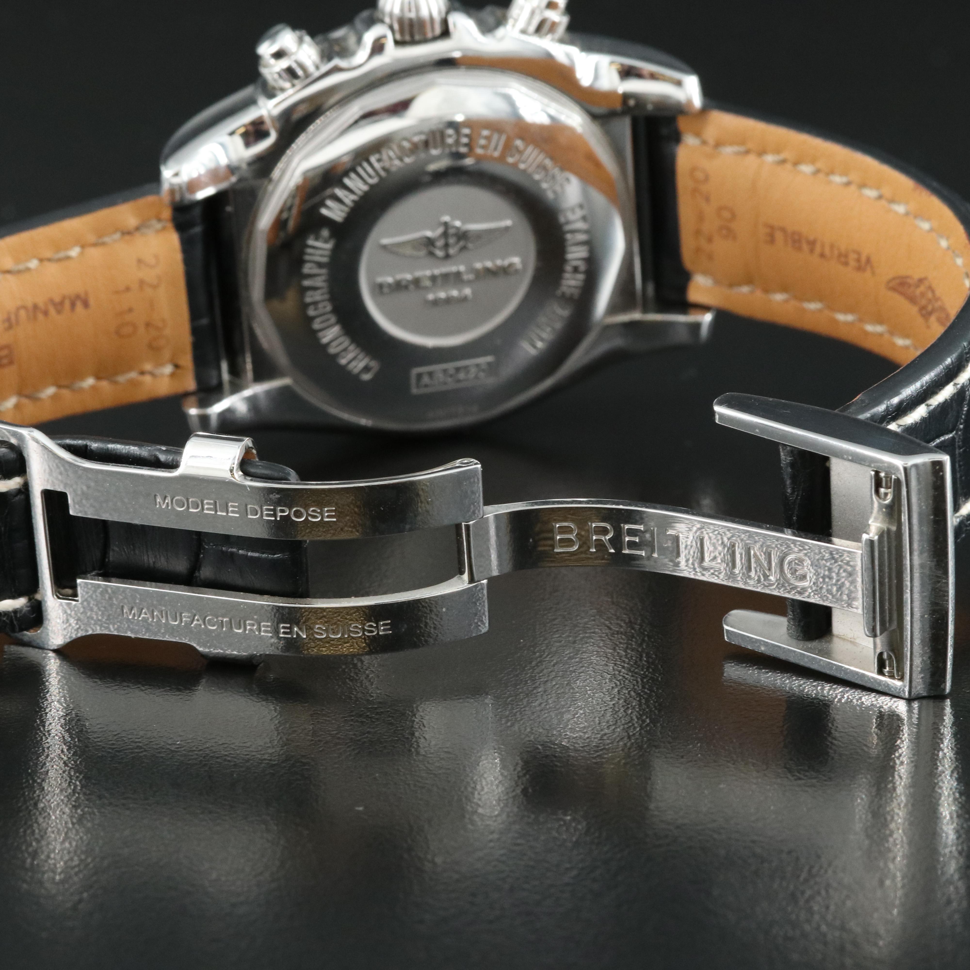 Breitling Chronomat 44 GMT Black Steel B04 Leather Automatic Watch