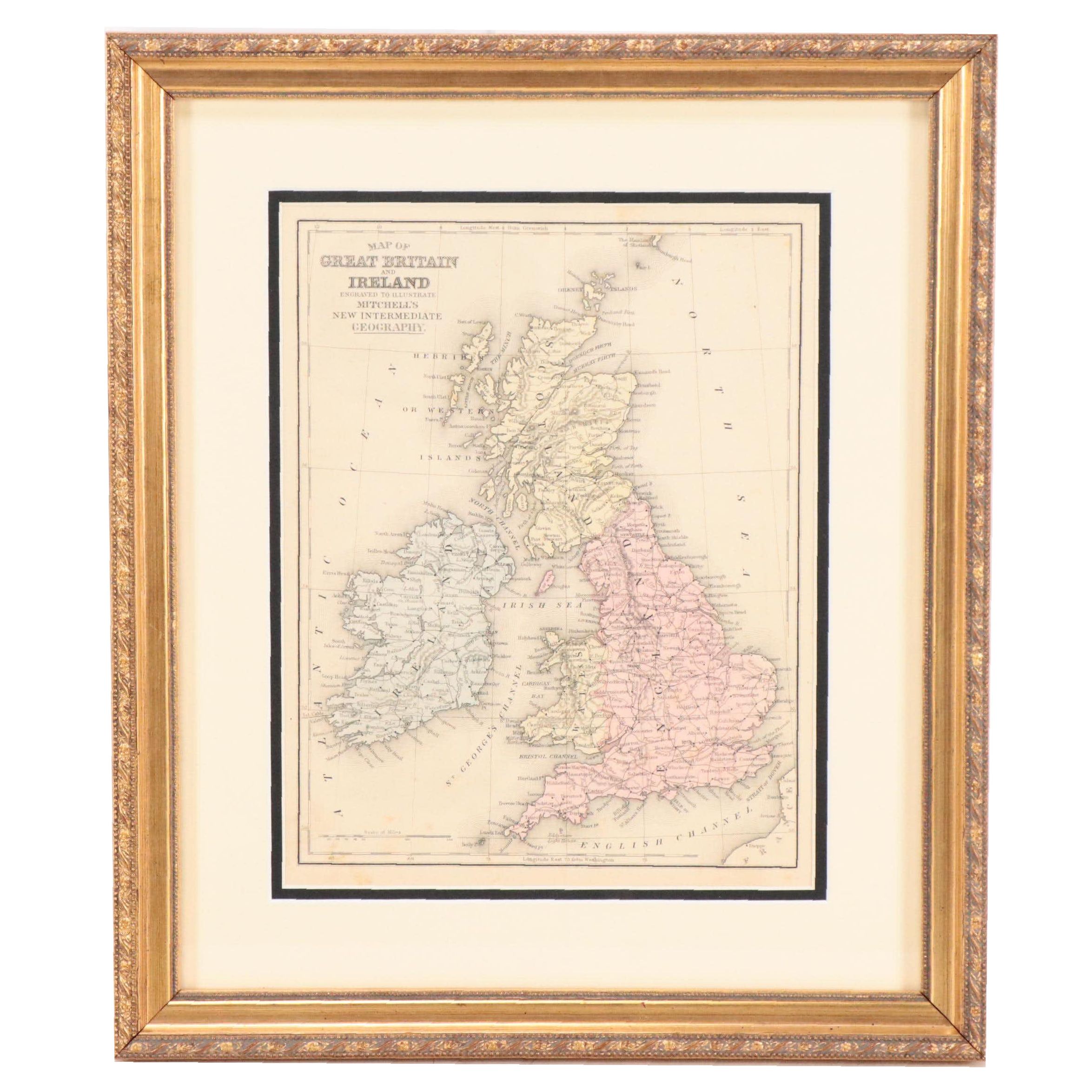 Mitchell's Hand-Colored Engraving Map of Great Britain and Ireland, 1871
