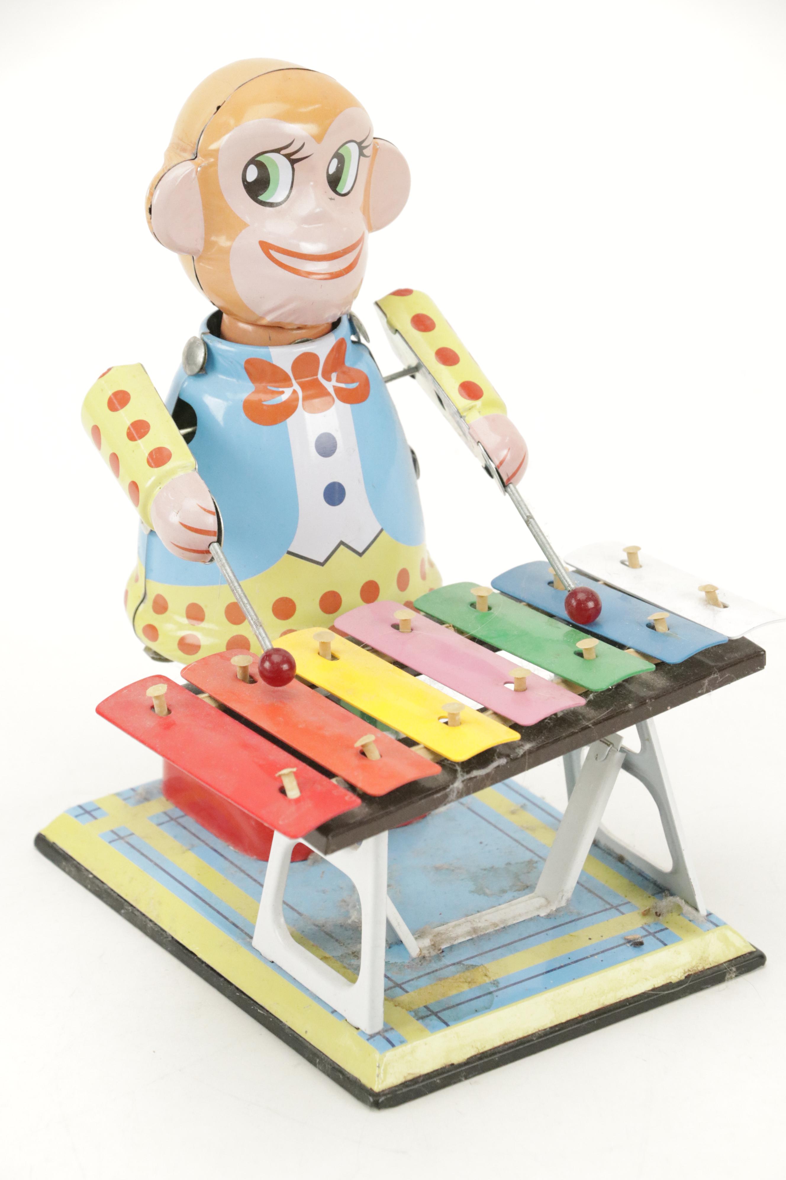 Tin Lithograph Wind-Up Circus, Xylophone and More Toys