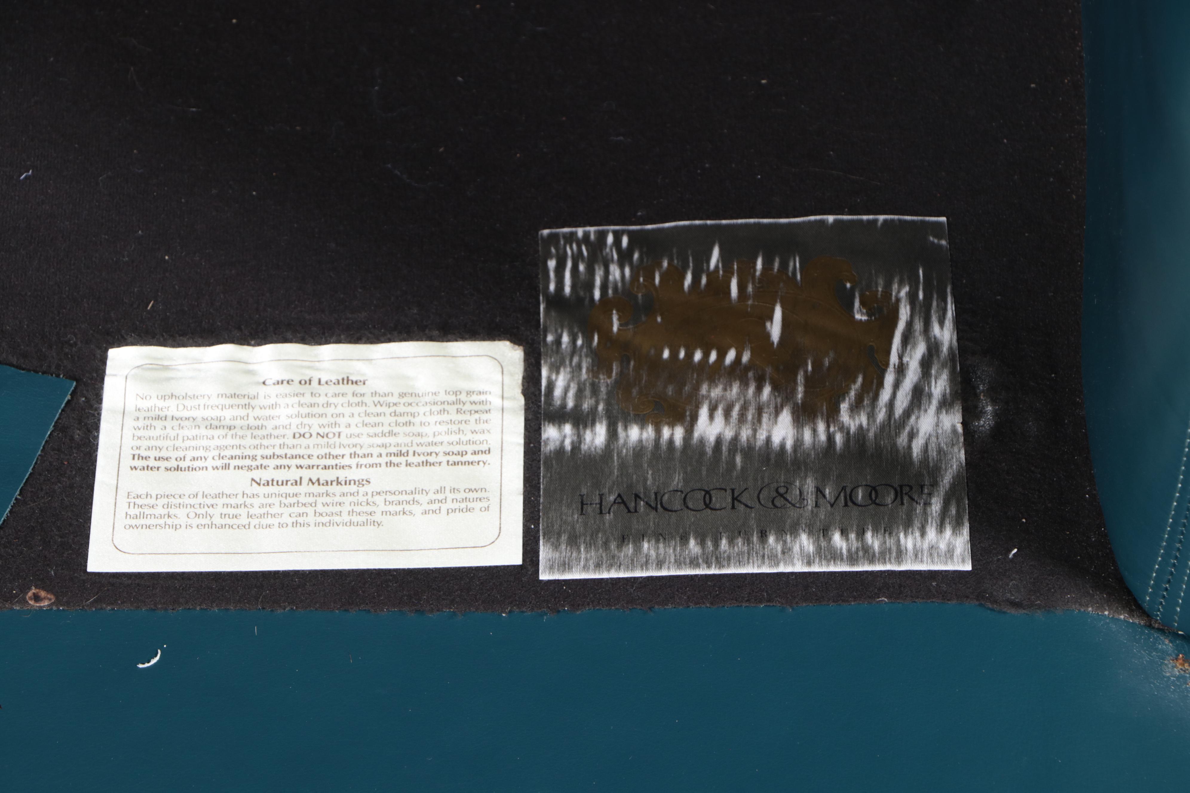 Hancock & Moore Green Leather Lounge Chair and Ottoman, Late 20th Century