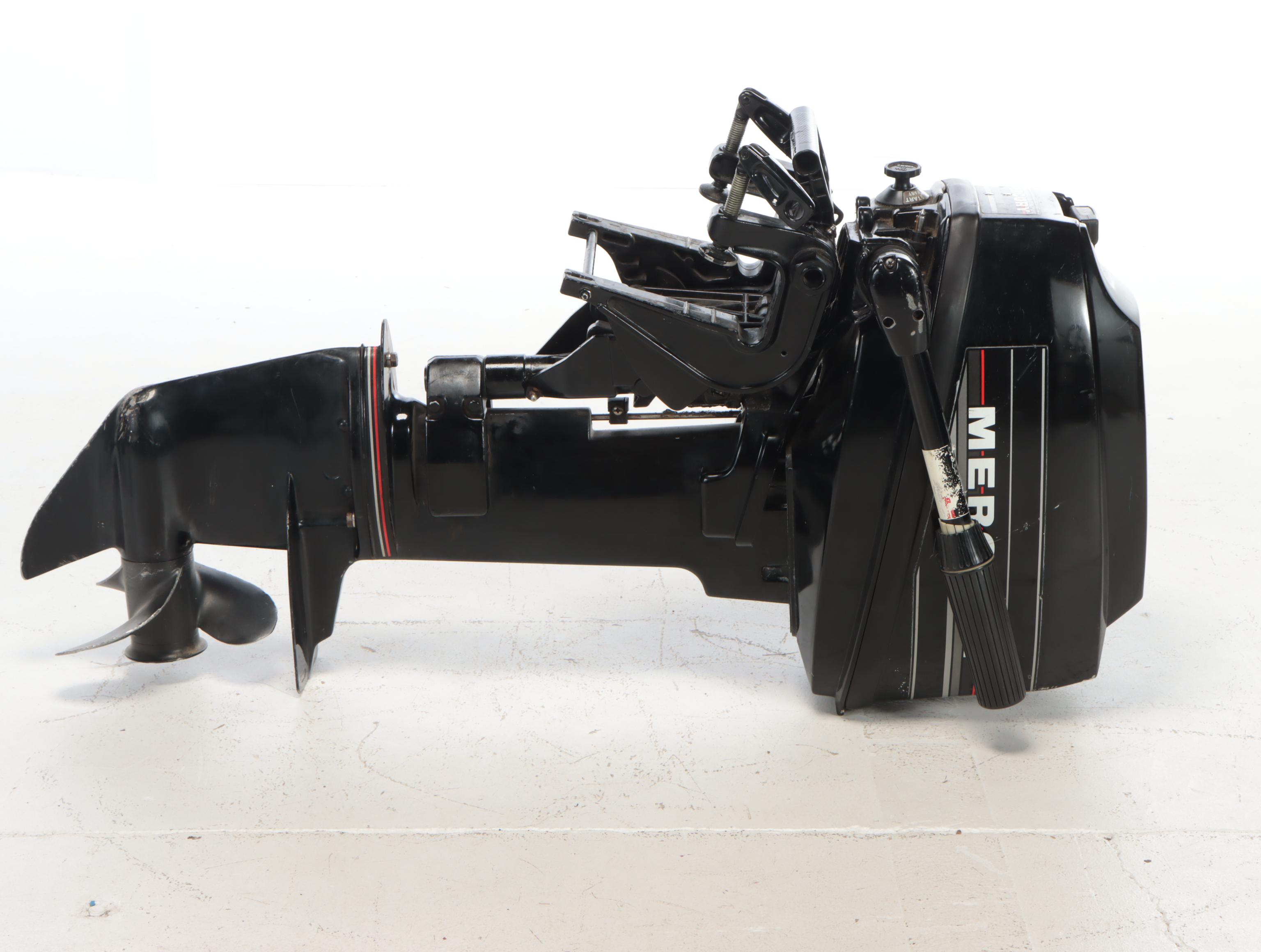 Mercury 9.9 Outboard Motor With Gas Can, Maintenance Packet and Bucket