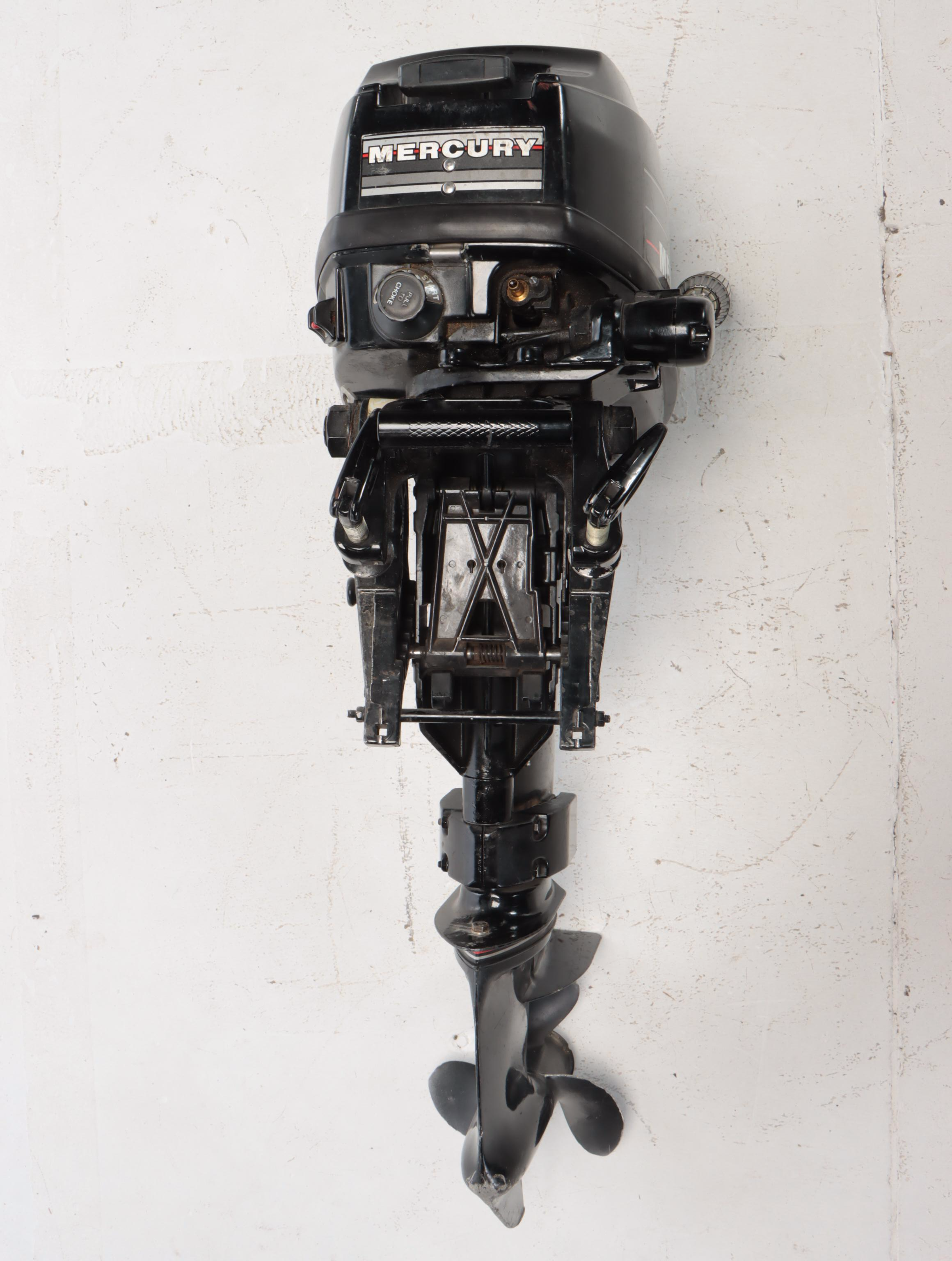 Mercury 9.9 Outboard Motor With Gas Can, Maintenance Packet and Bucket