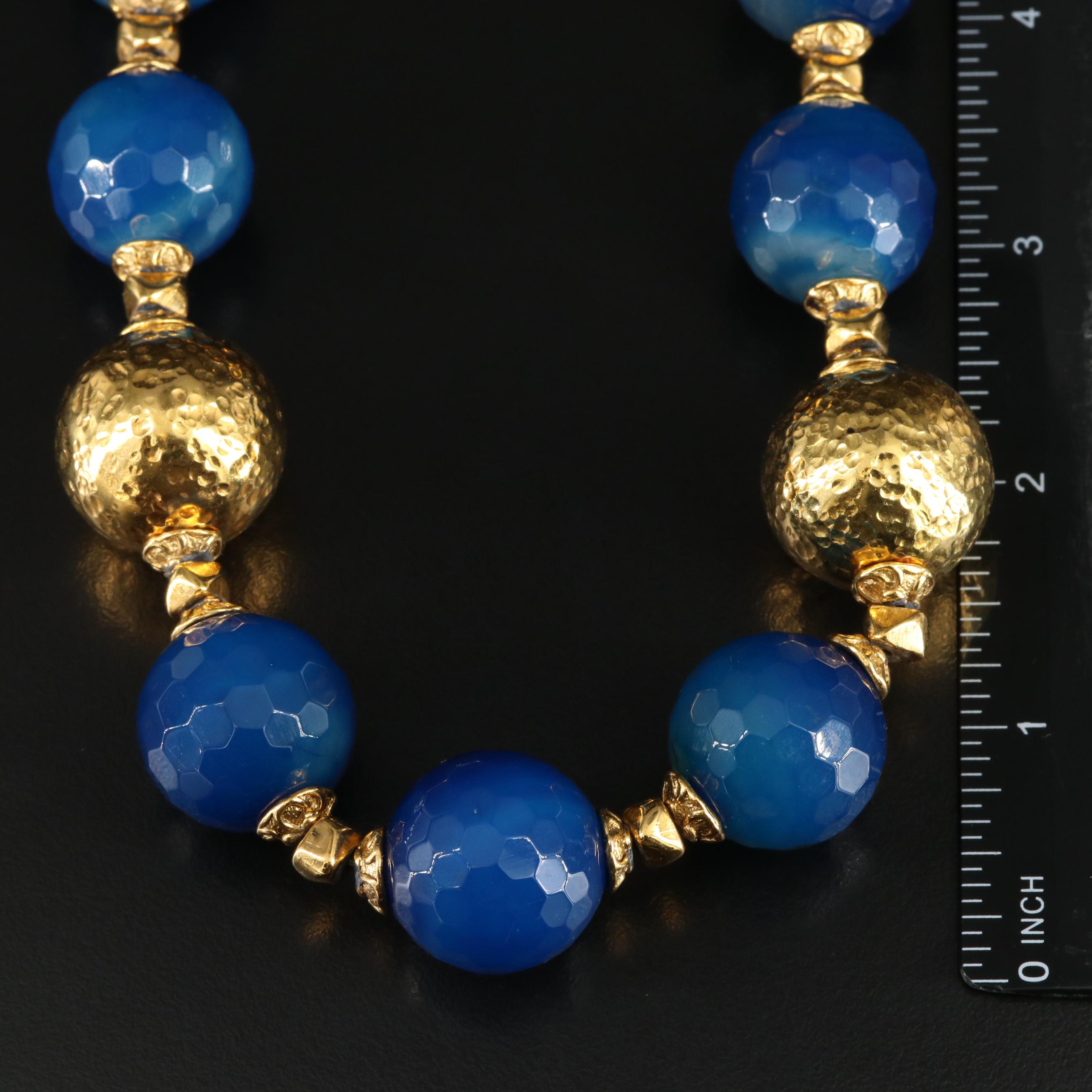 Barrera Gilt Bead and Agate Necklace