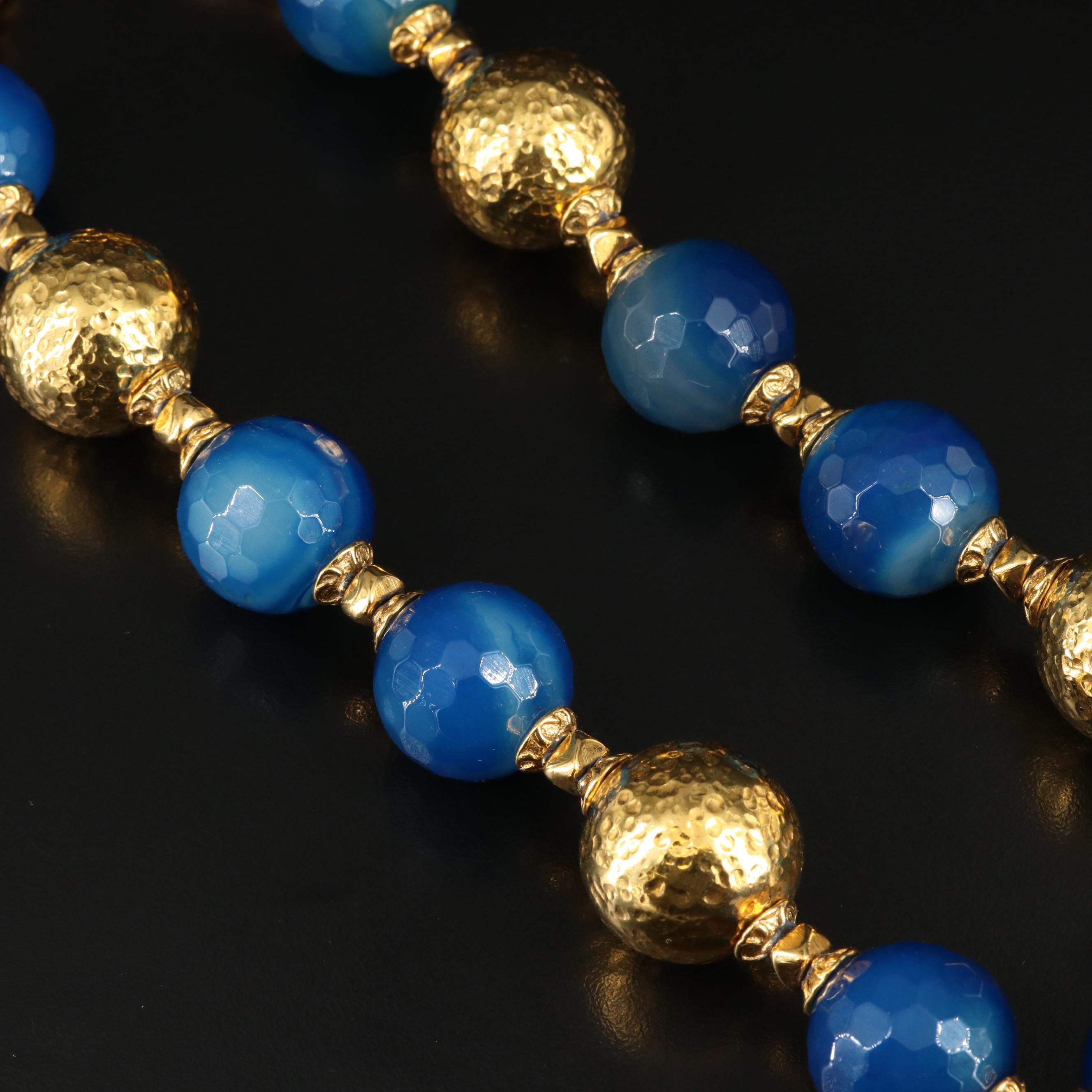Barrera Gilt Bead and Agate Necklace