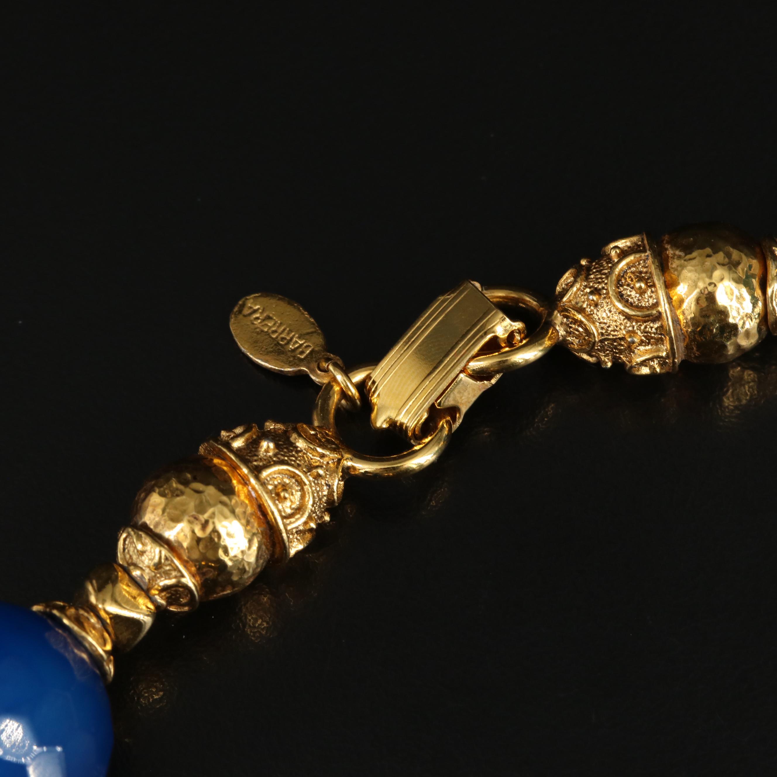 Barrera Gilt Bead and Agate Necklace