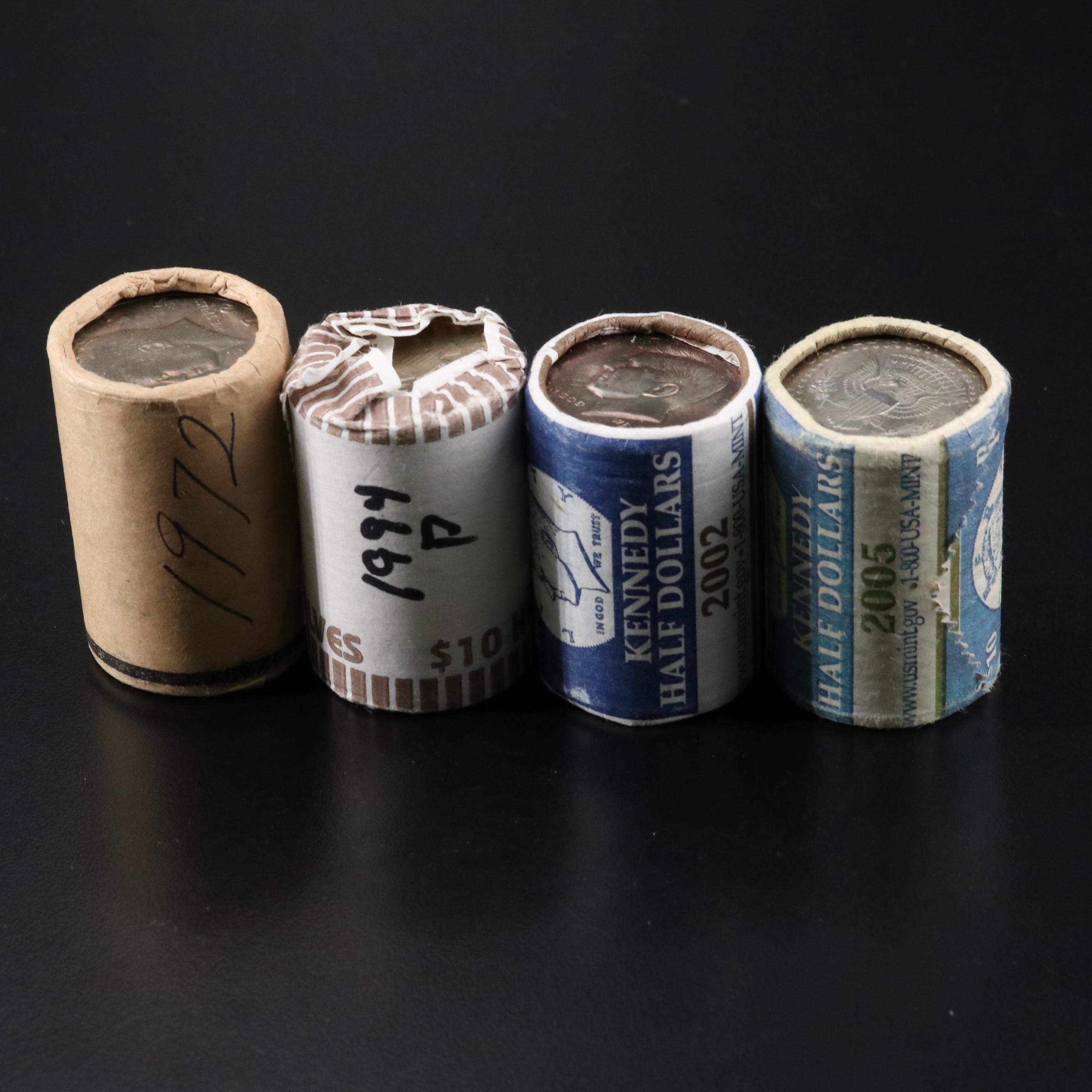 Group of Four BU Rolls of Kennedy Half Dollars