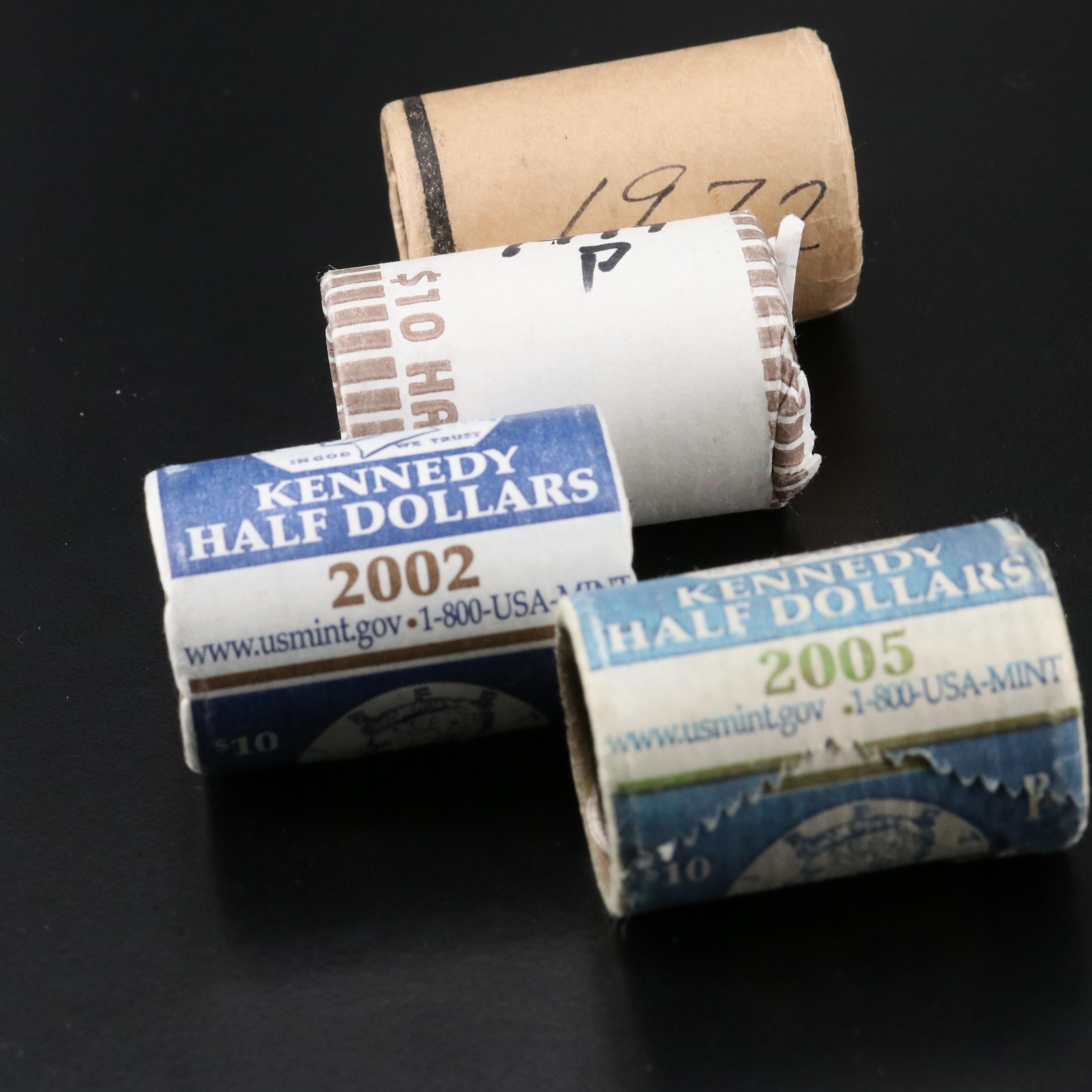 Group of Four BU Rolls of Kennedy Half Dollars