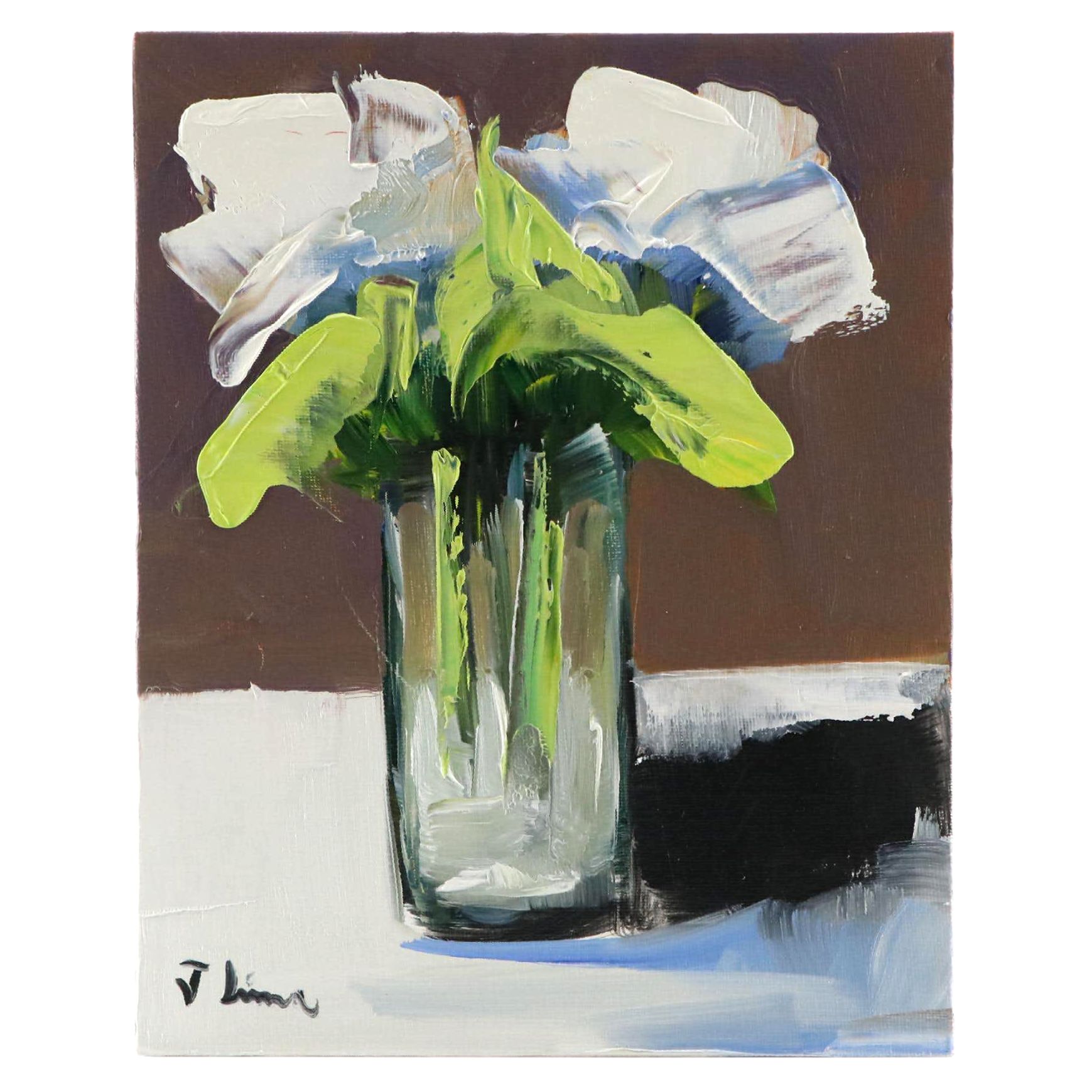 José M. Lima Floral Still Life Oil Painting, 2023