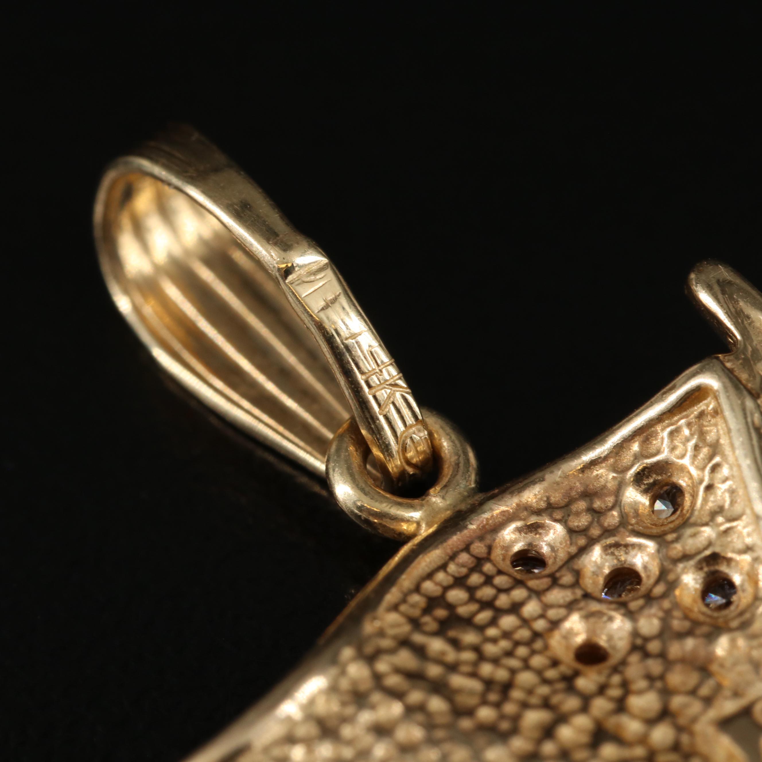 14K 0.09 CTW Diamond and Enamel American Flag Pendant