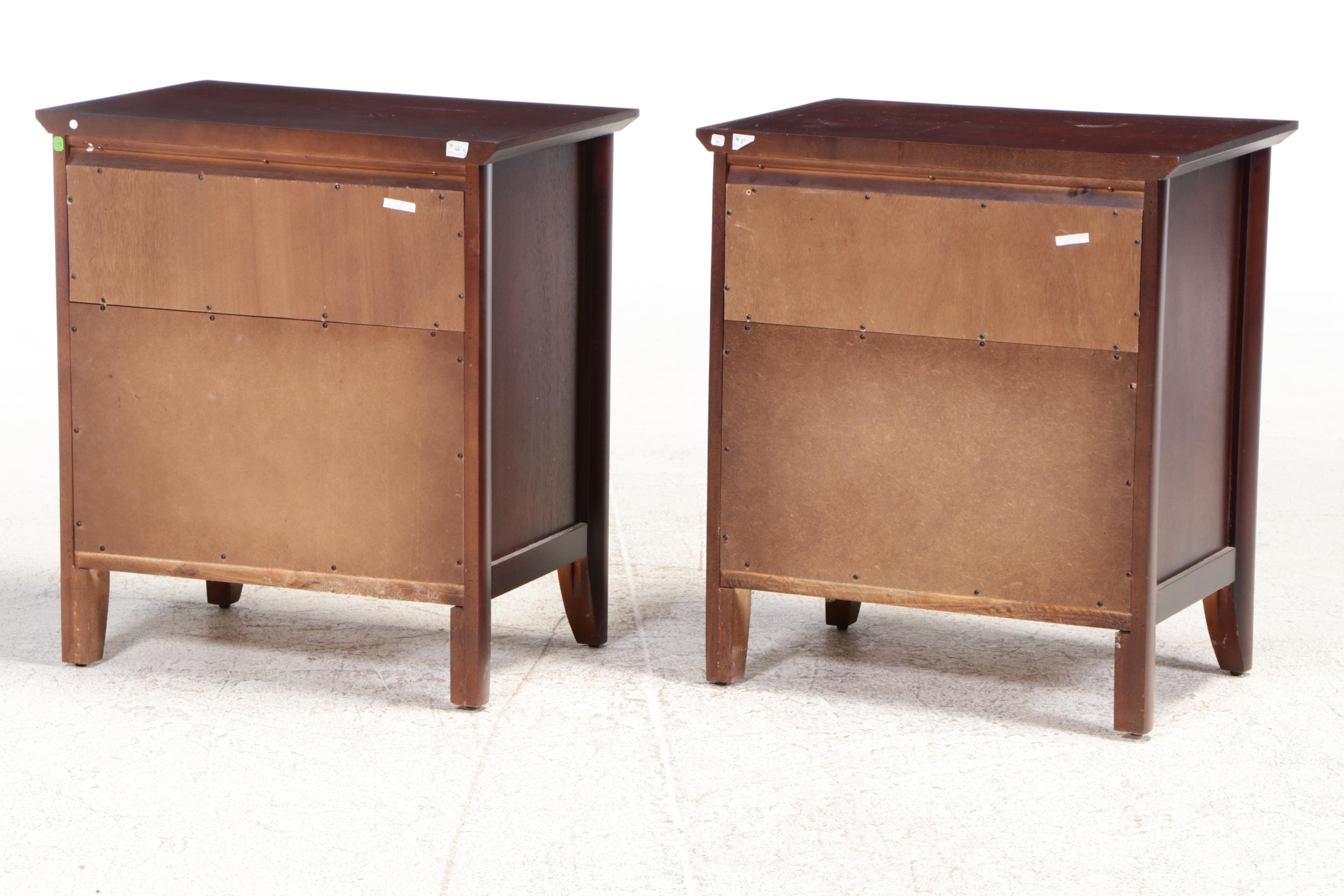 Pair of Contemporary Mahogany Finish End Tables or Bedside Tables